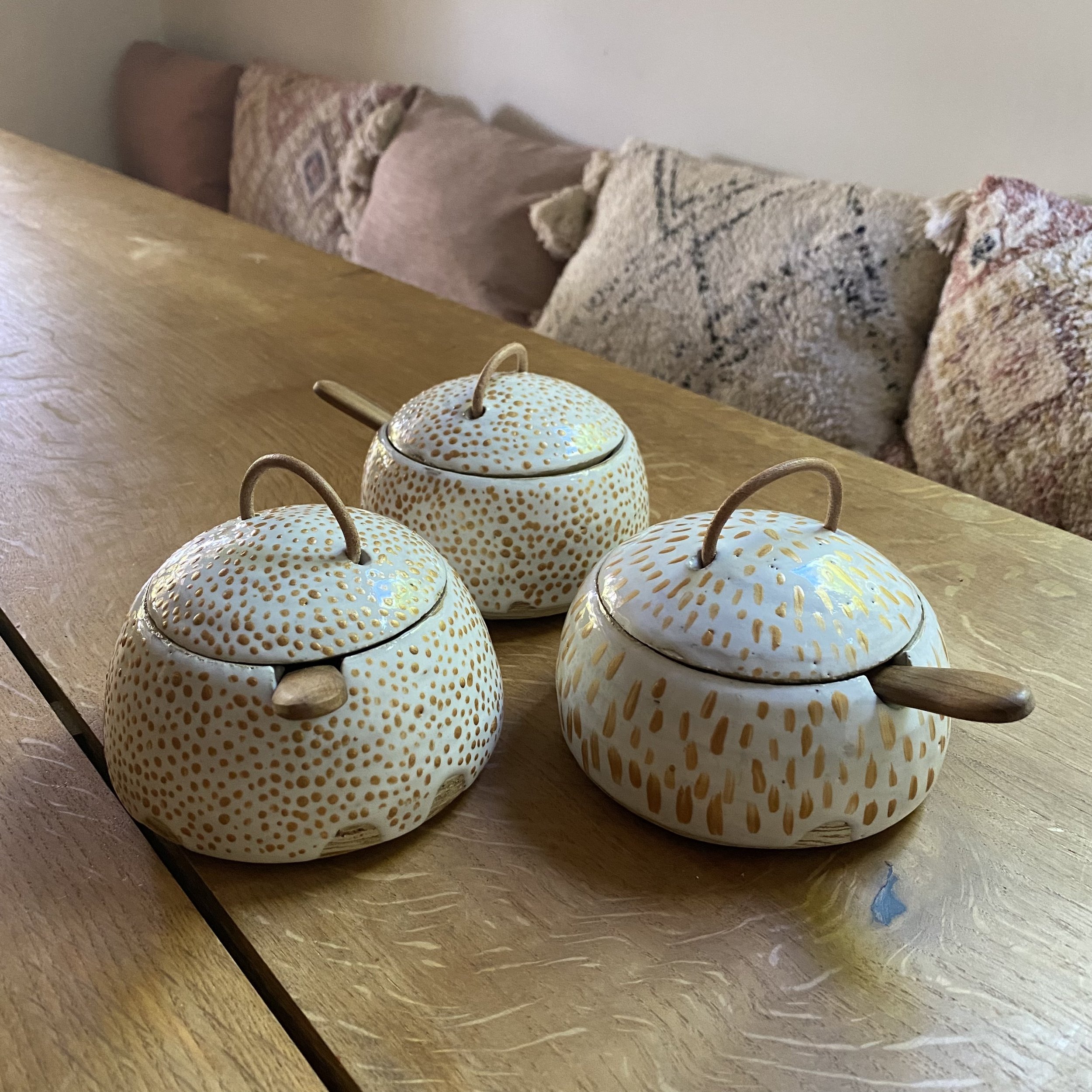 Handmade ceramic salt and sugar vessels