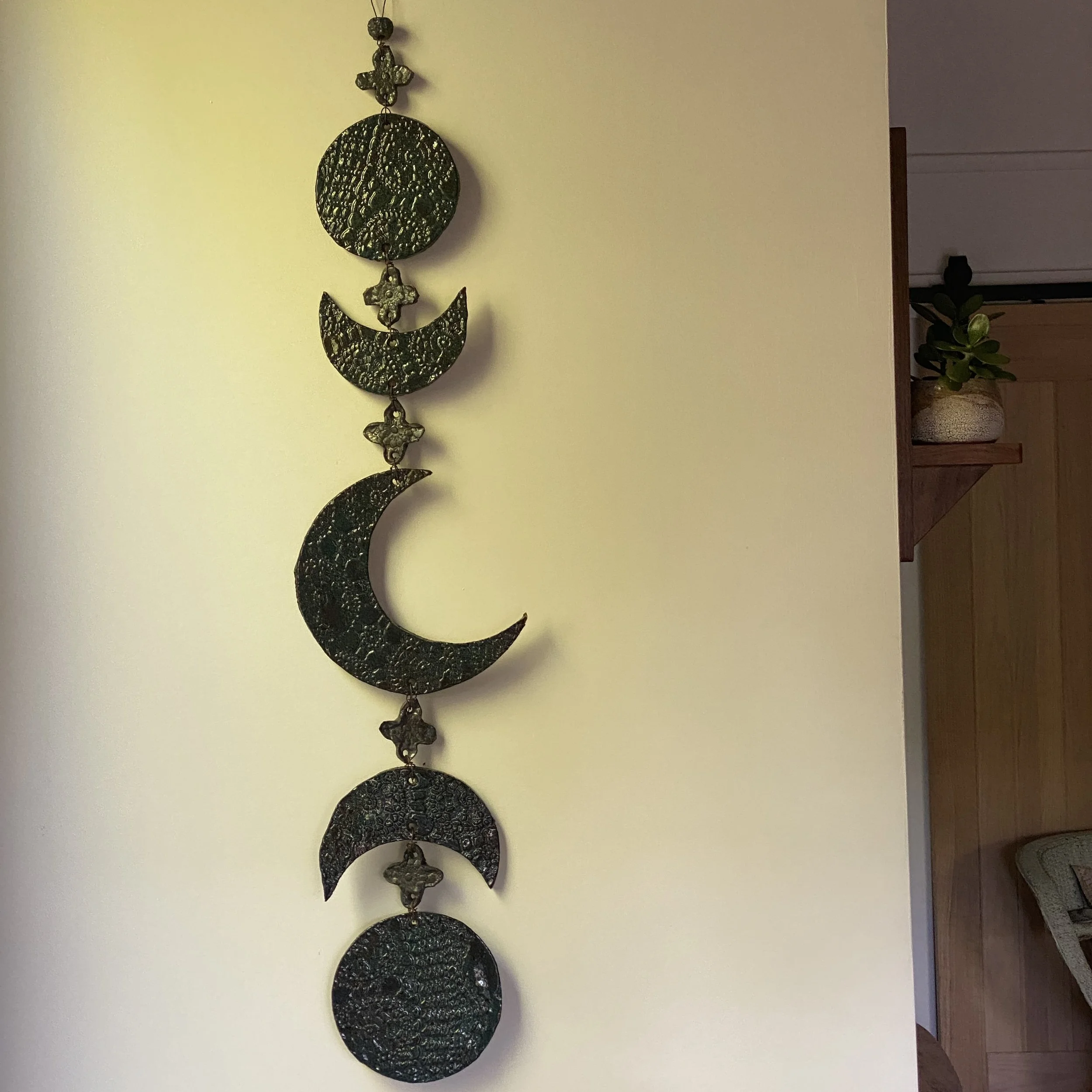Moon Phase Wall Hanging -  Dark Sea glaze