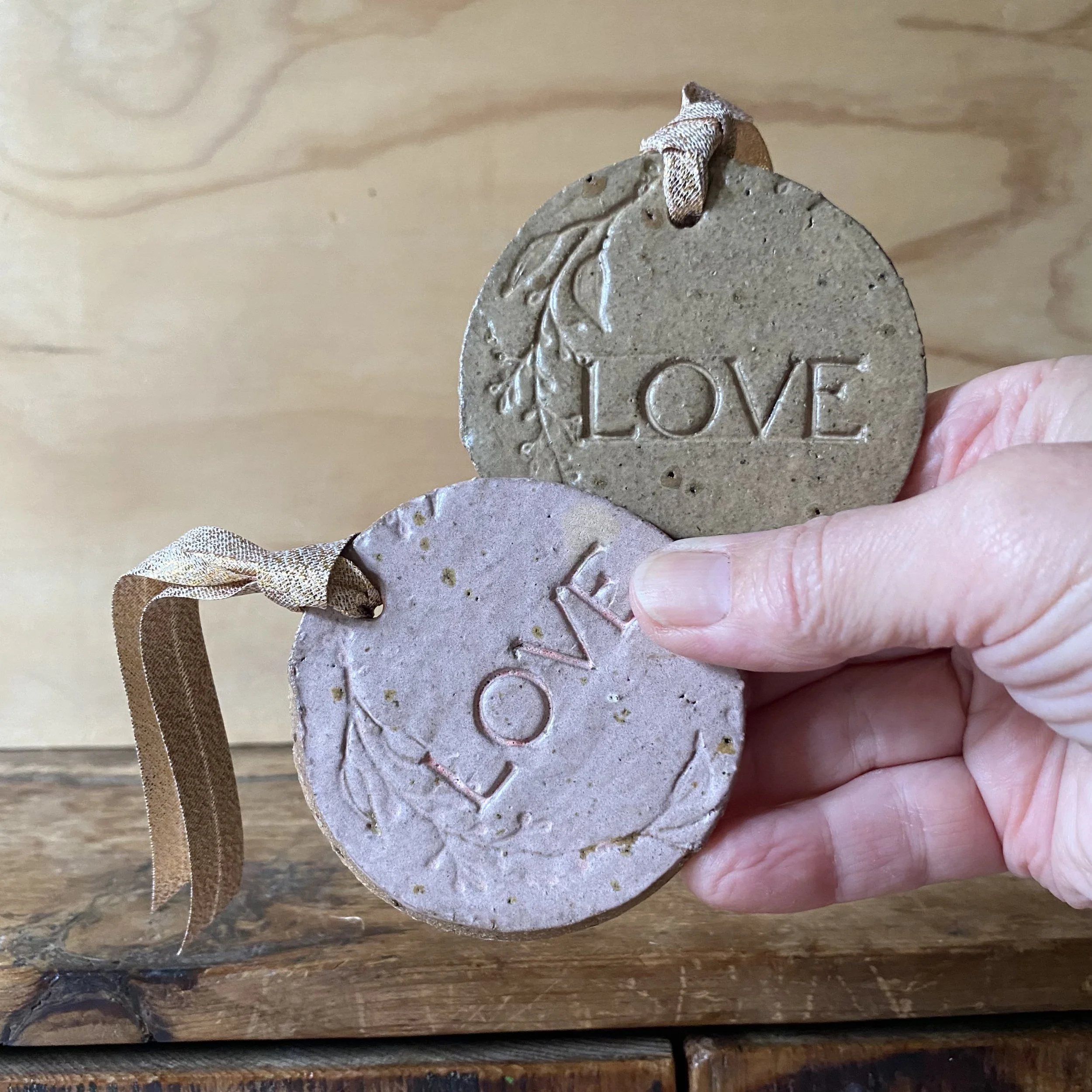 handmade ceramic Unearthed Christmas medallions