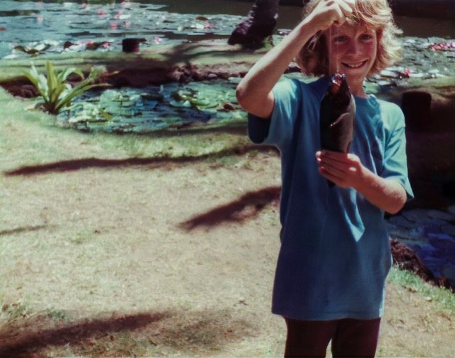 Fishing in a hotel pond in Hawaii - 1976.