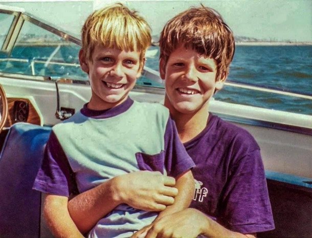 With our family friend Kevin on his family's boat in San Diego. We vacationed with them almost every year; a cherished memory that spans my entire youth - 1973.