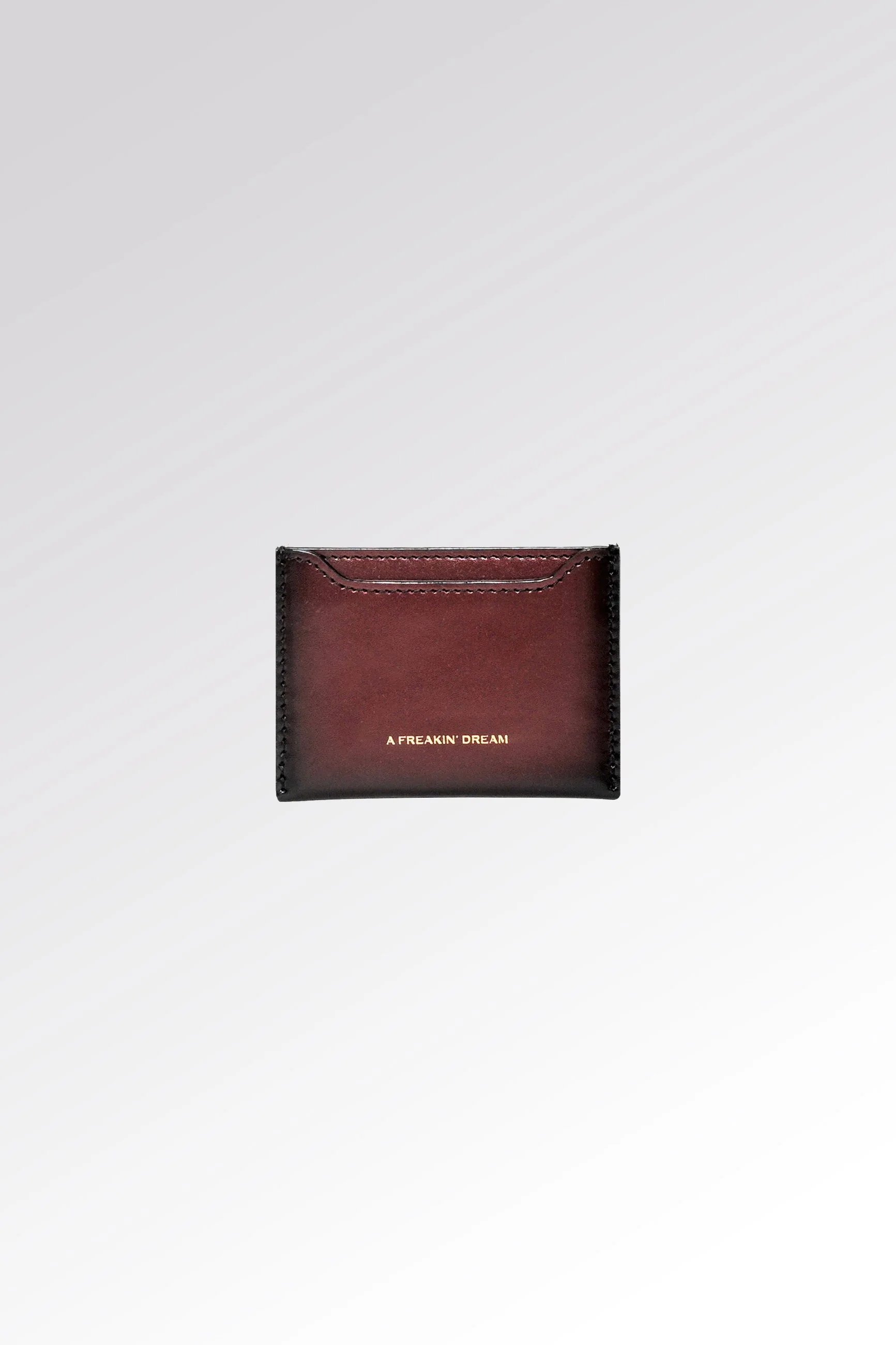 Shiny Burgundy leather card holder handmade in Florence from Italian calfskin