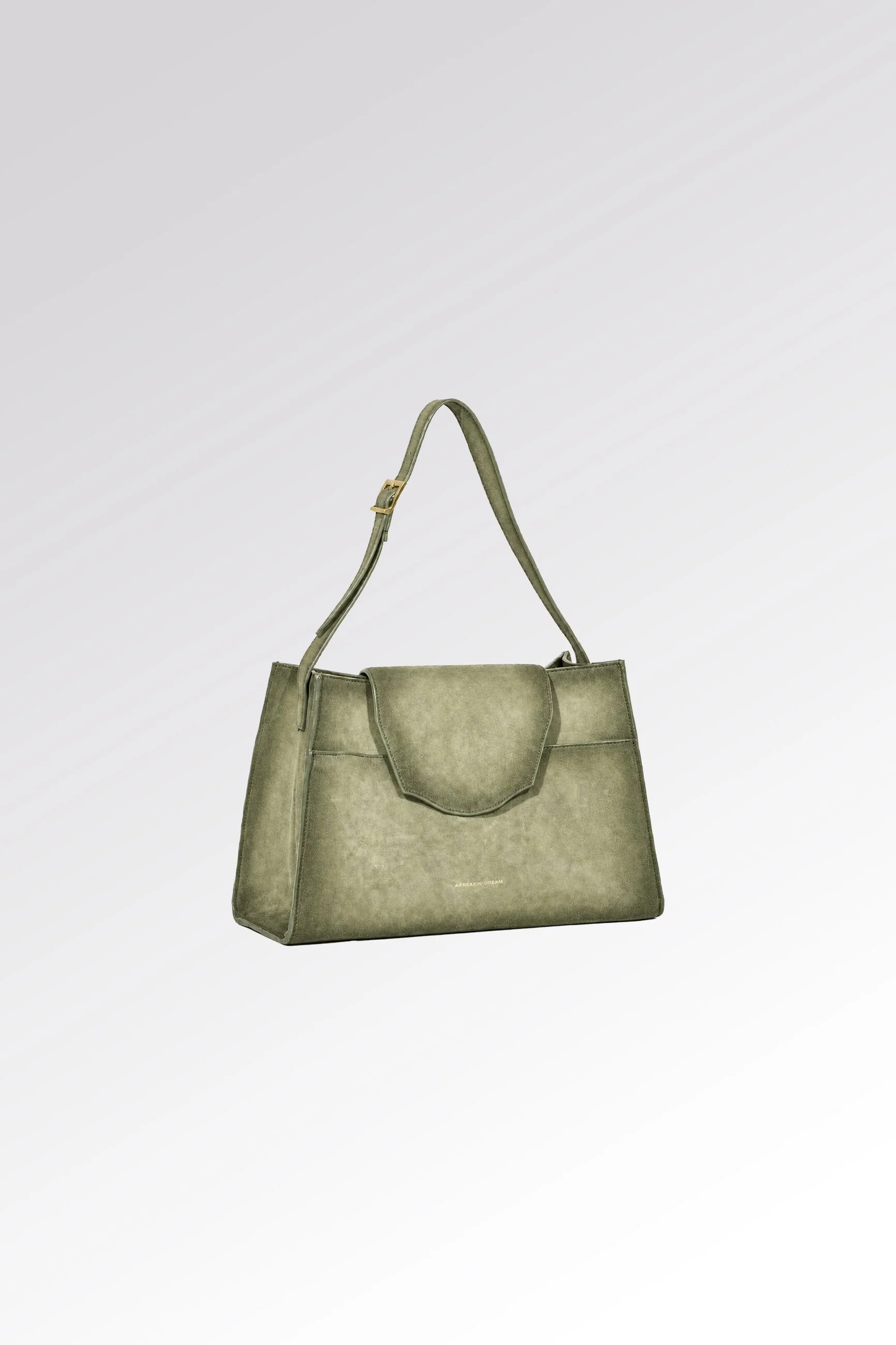 Handmade Italian suede shoulder bag in Sage Green.