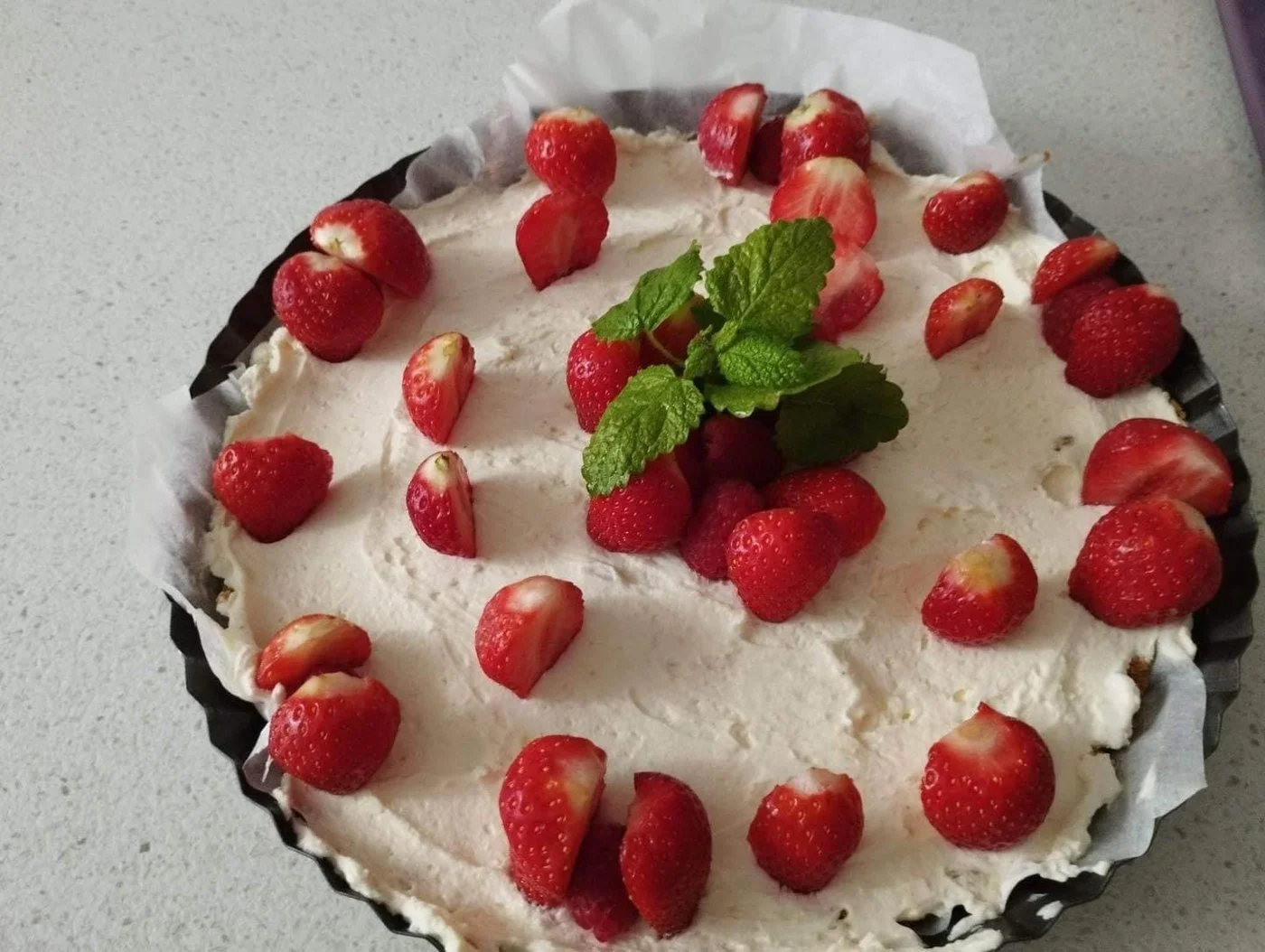 Jordbærtærte à la cheesecake