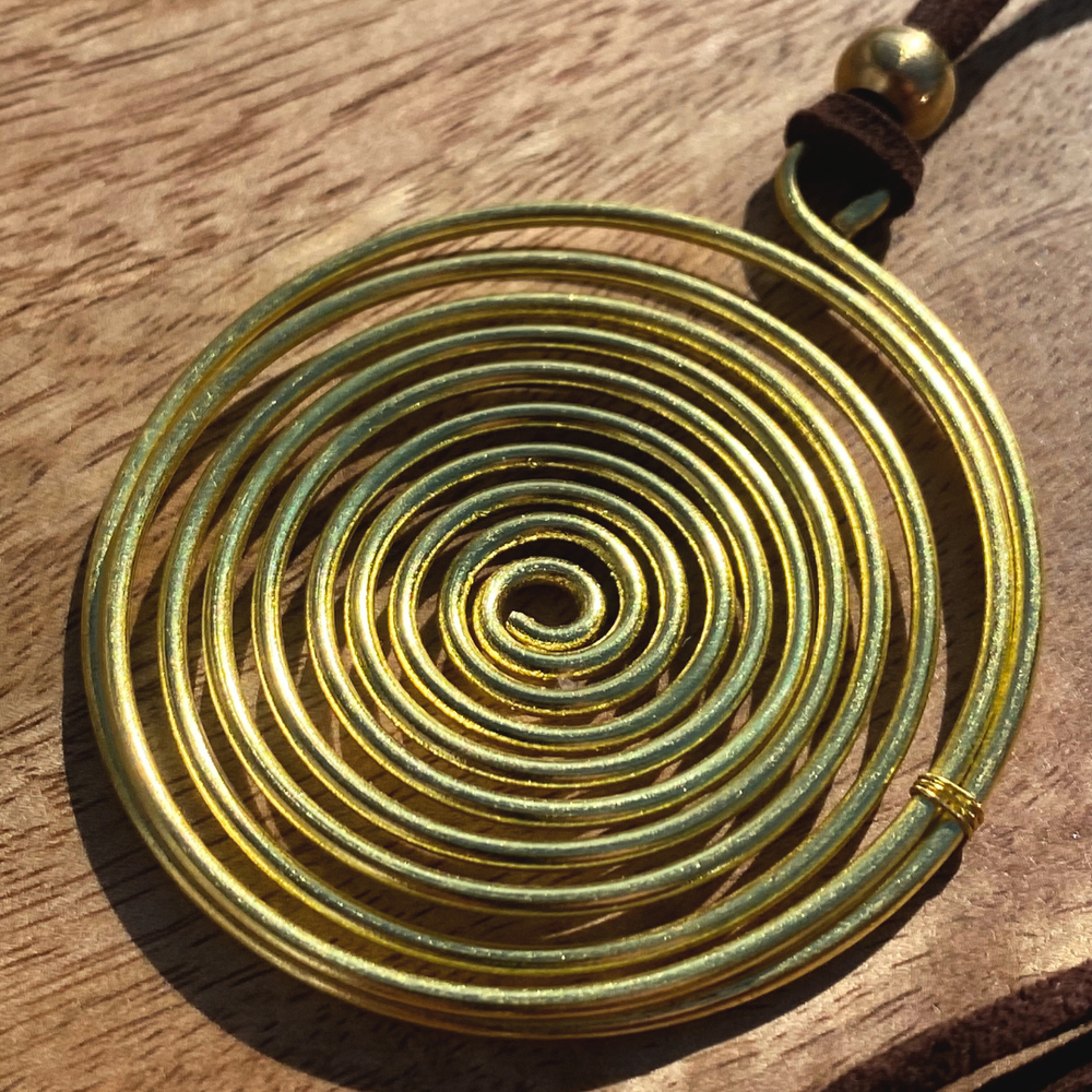 Necklace Brass Leather Spiral — Swahili Sensations