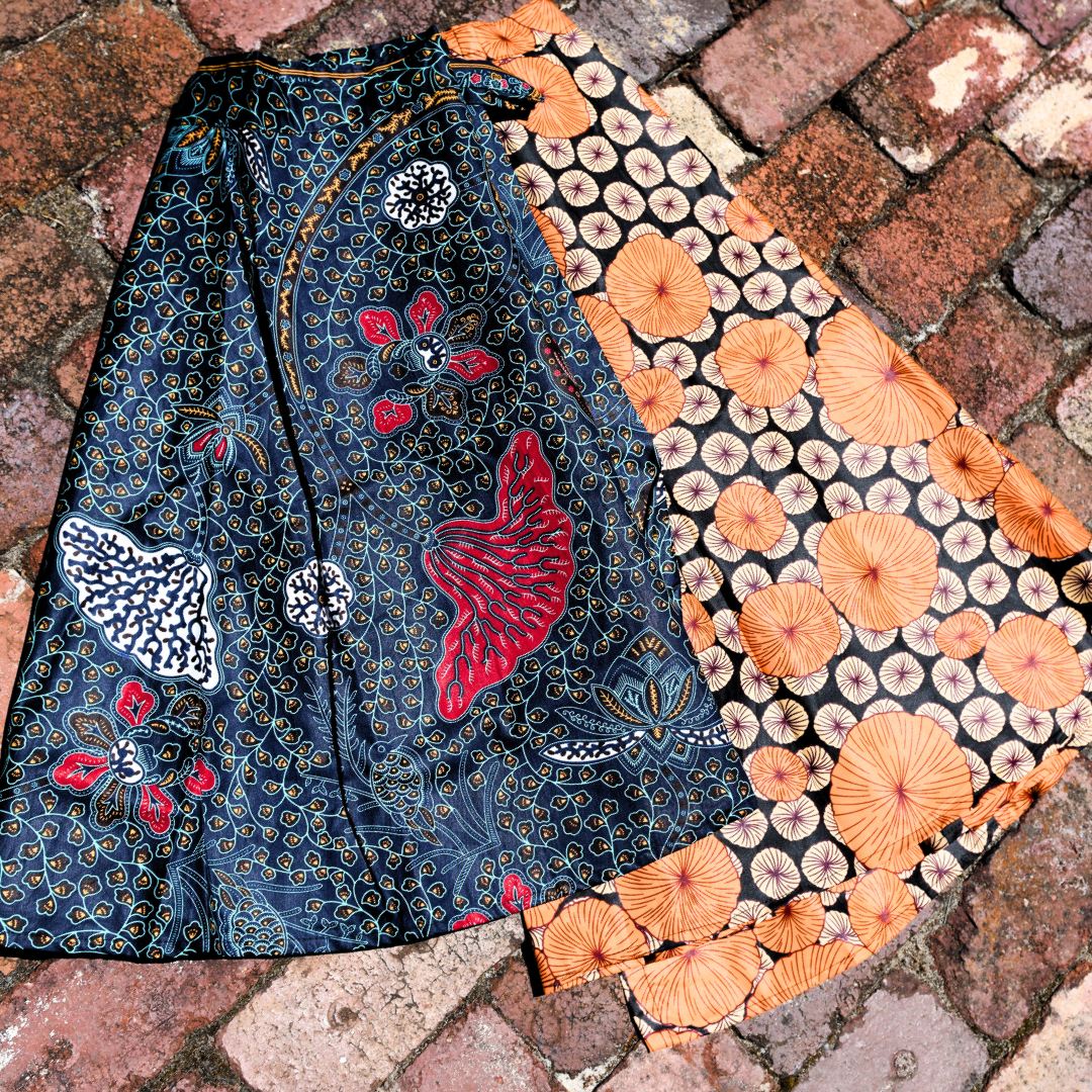 Skirt  Wrap Around  Orange Blossoms and Blue Flowers.png