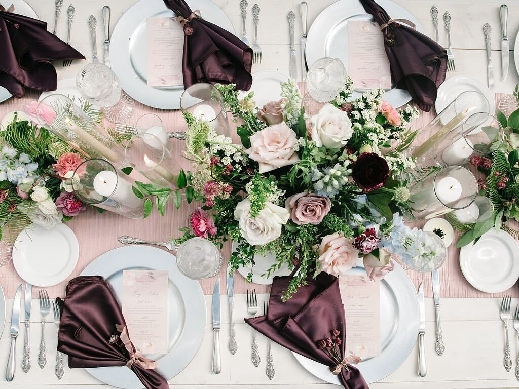 Loved the contrast of the deep plum against the whitewash table with blush accents! #duetweddingsandevents 

#utahweddingplanner #utahwedding #weddinginspo #plumandblush #purplewedding #rusticelegance