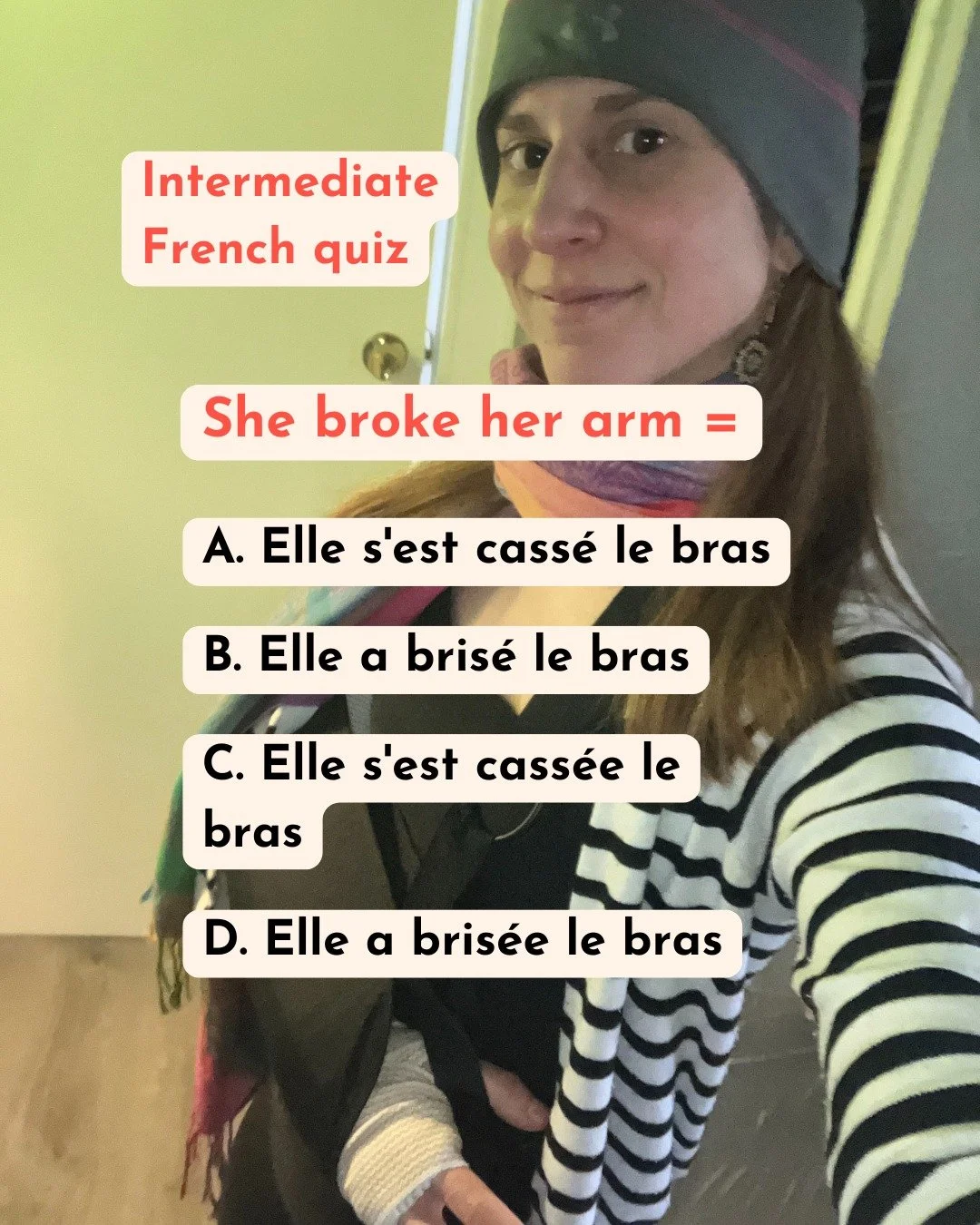 French learners: feminine agreement or not? 💪🏻

If you're struggling with this, that's totally normal at the intermediate level.

What you need to know, is how to conjugate in the past, and whether or not to do the feminine agreement in this case.
