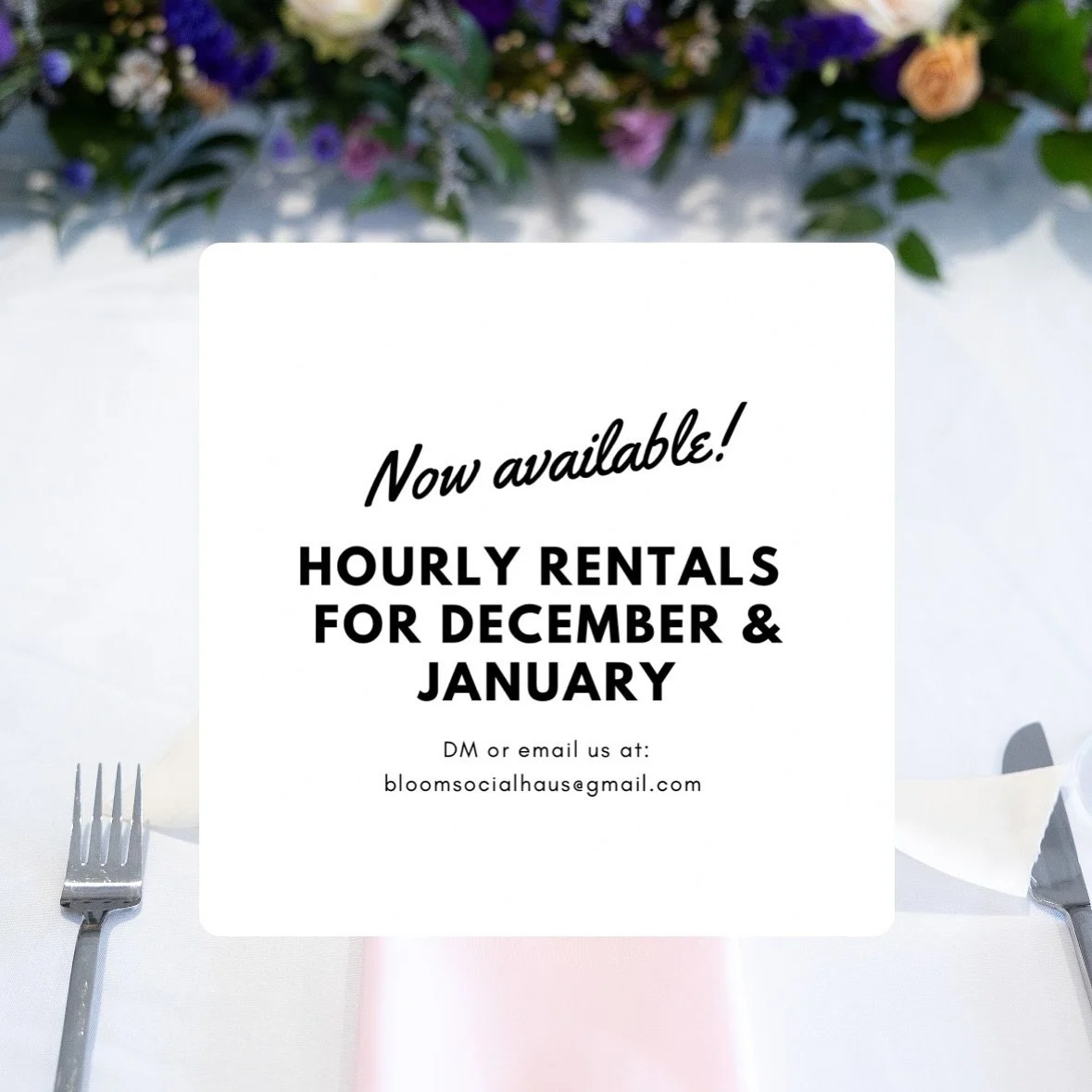 Hourly slots are open! Contact us for more details!