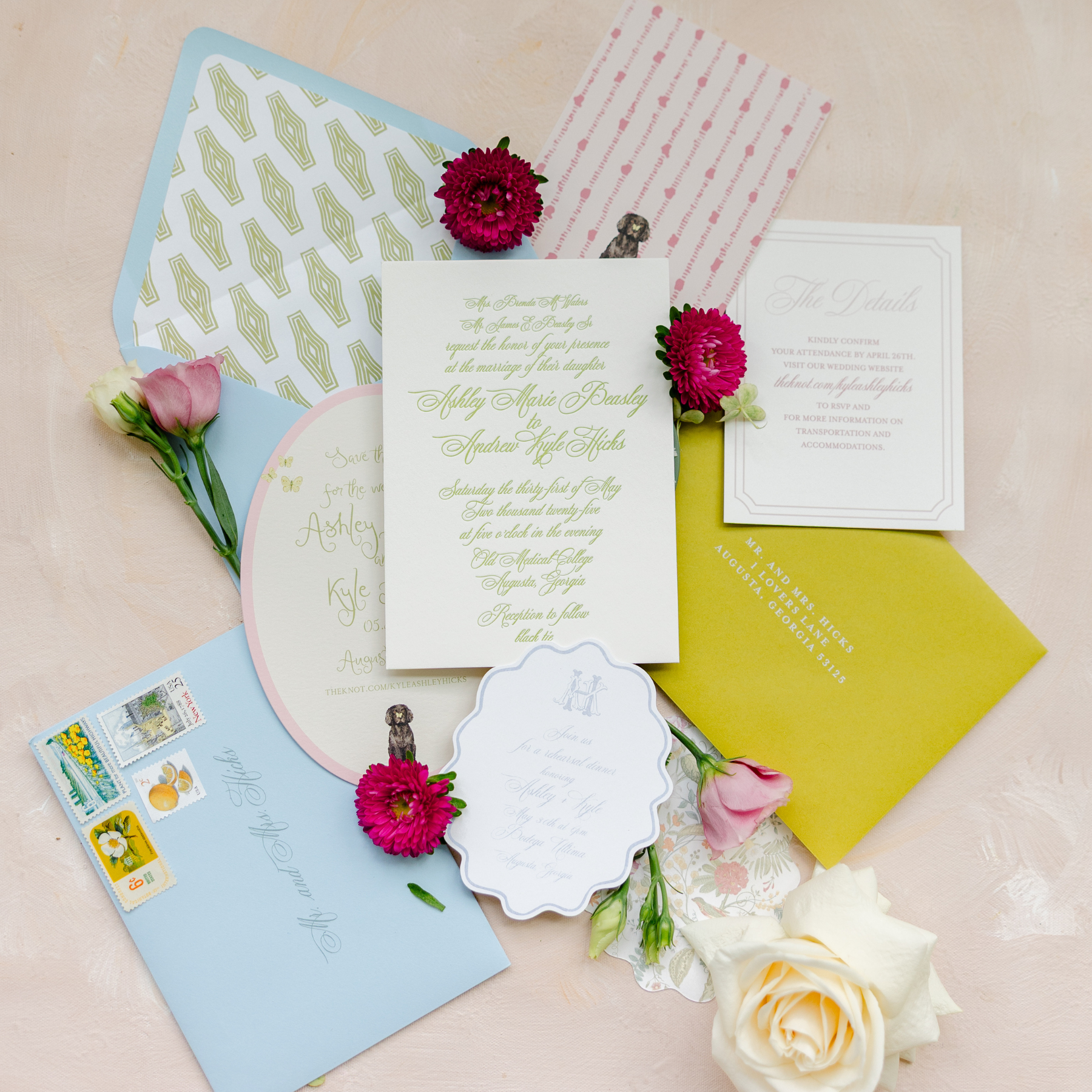 Hartsy Designs | Custom Wedding Invitation Suite | Augusta, GA
