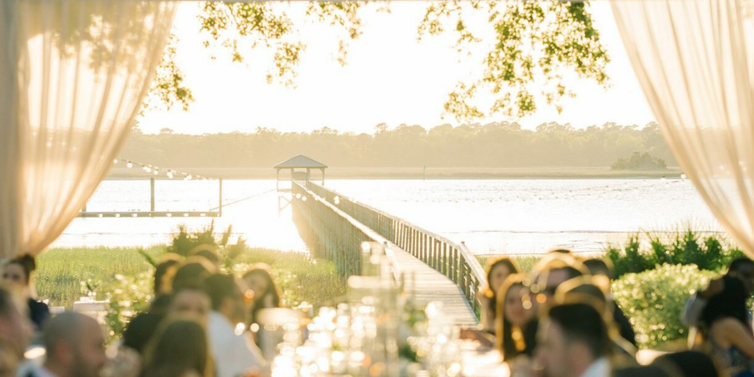 view of the dock from a Lowndes Grove Plantation wedding