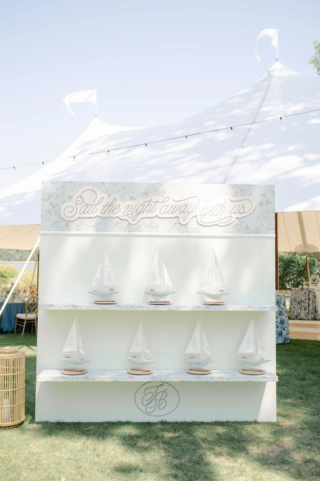 Custom wedding seating chart wall installation at Oldfield, Okatie South Carolina by Hartsy Designs