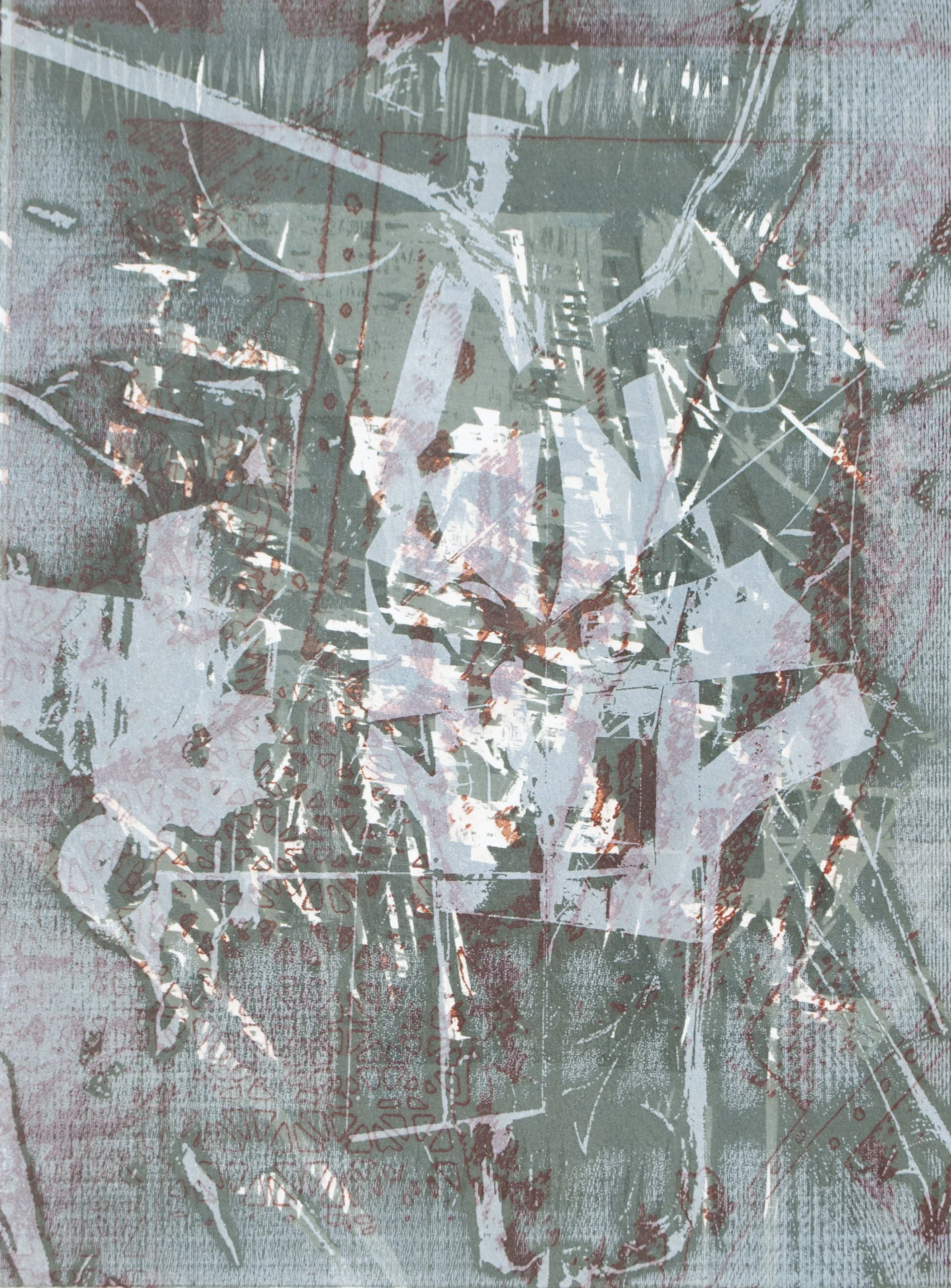 "Army Matrix" Layered Lasercut Plexiglas Relief Print, 9"x12". 2016