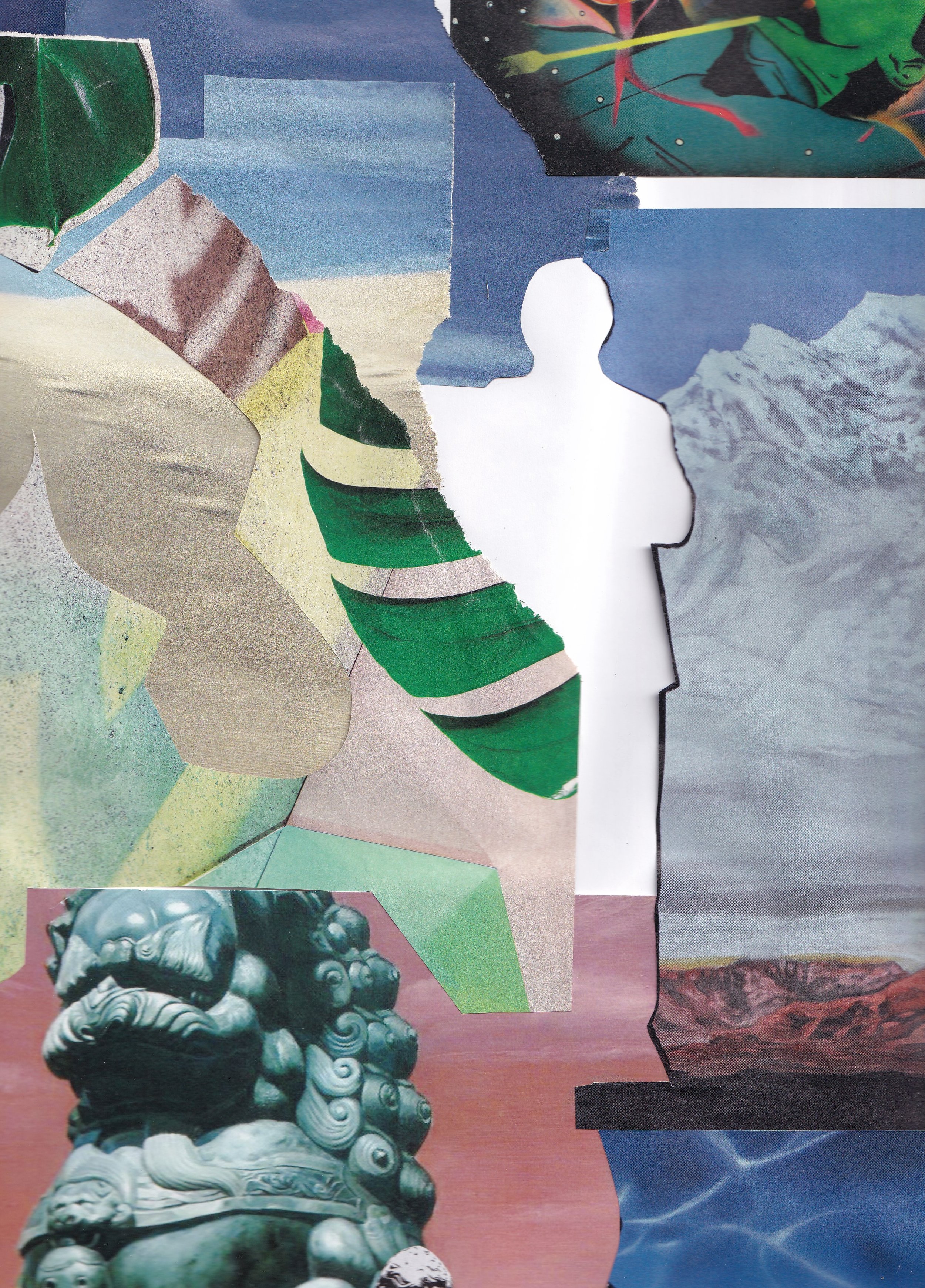 "Mystery Man" Paper Collage, 10"x13". 2024