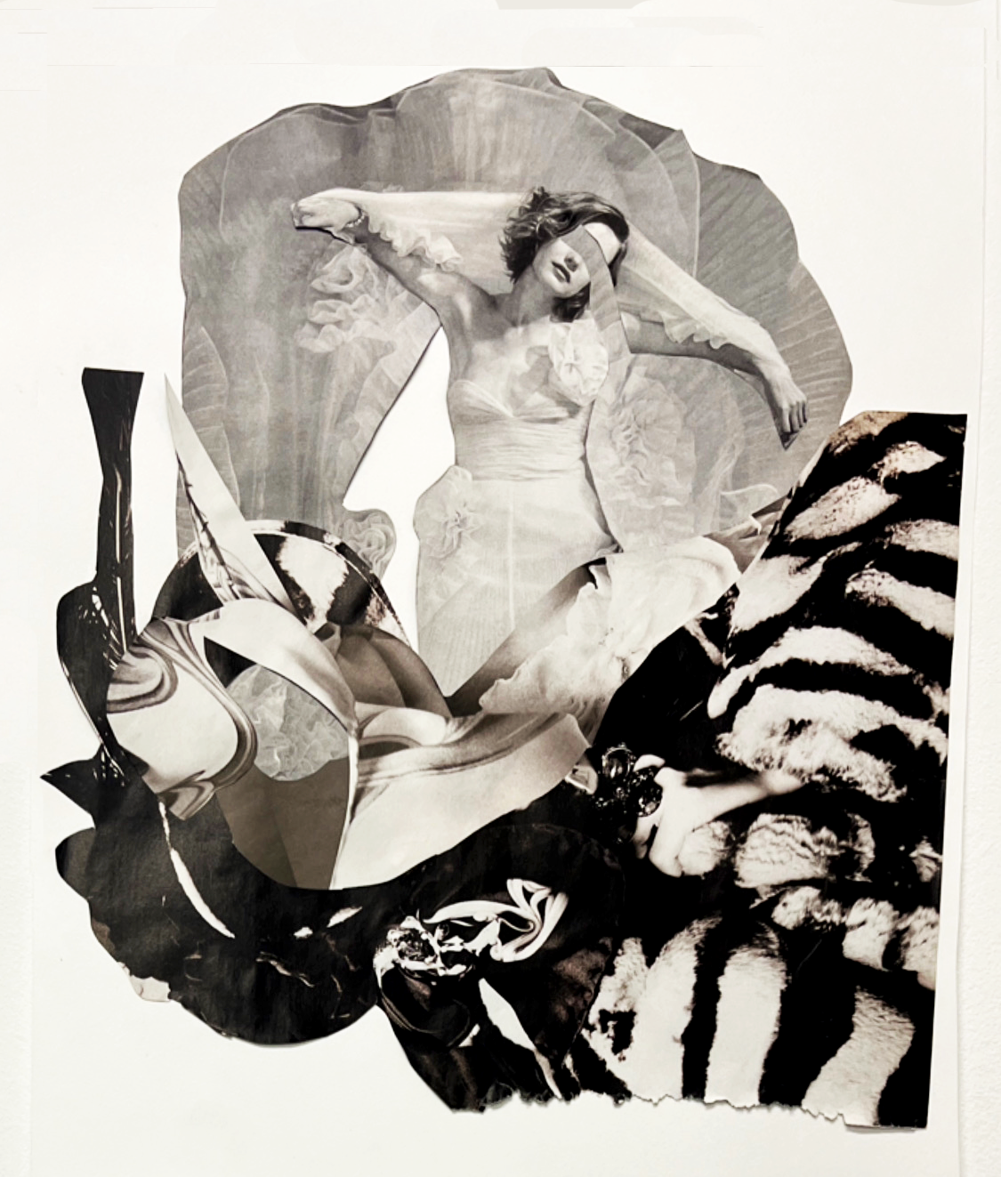 "Femme Fatale" Paper Collage. 12"x14" 