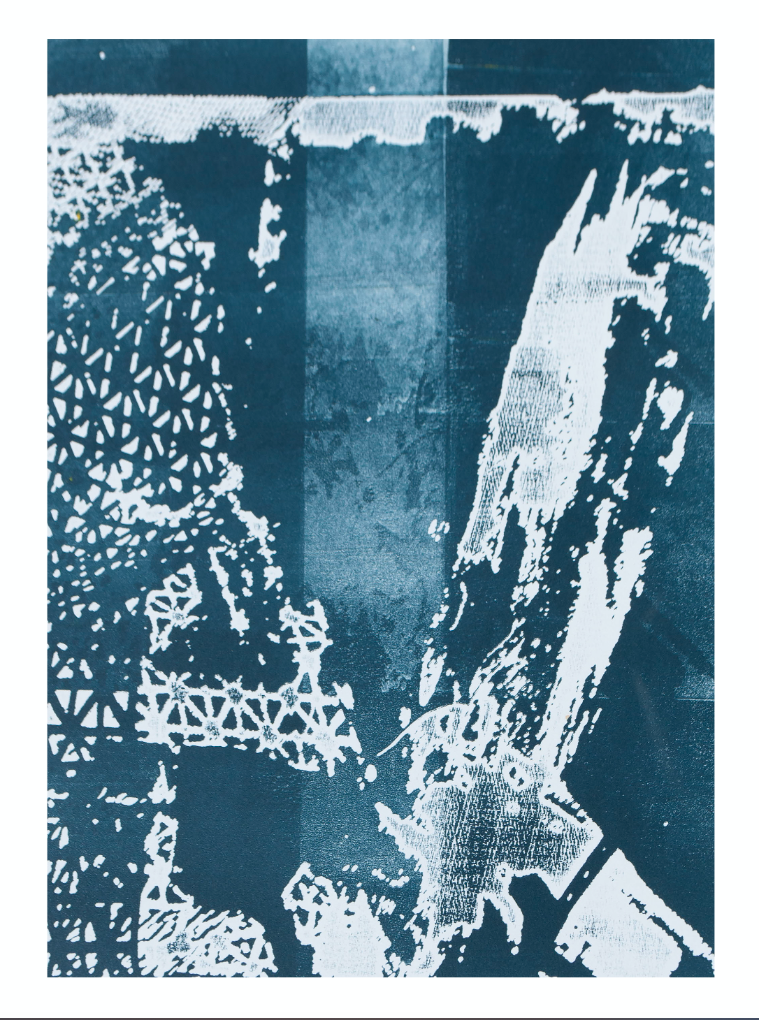 "Blue Matrix" Lasercut Plexiglas Relief Print, 9"x12". 2015. 