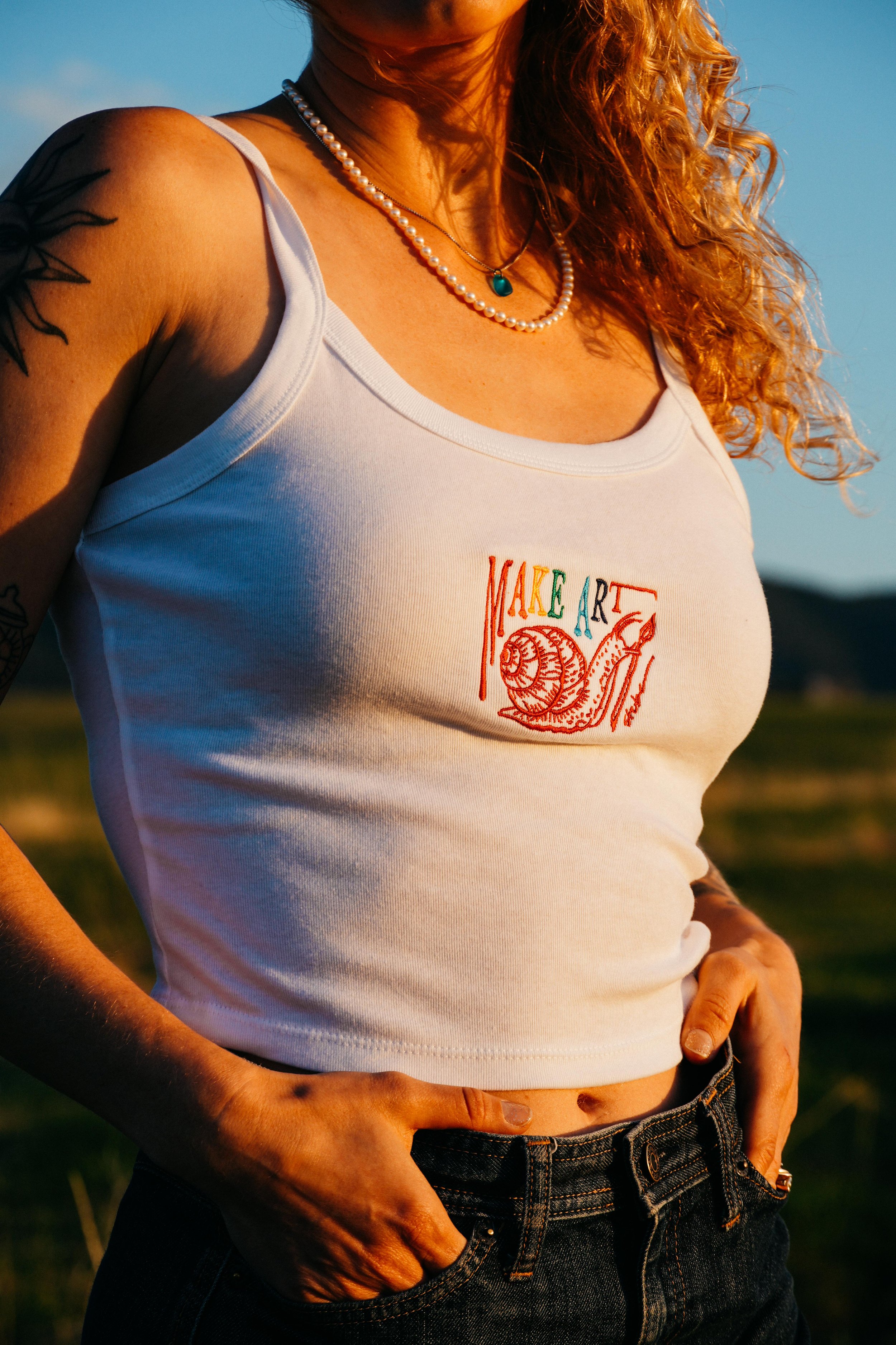 Make Art Embroidered Tiny Tank