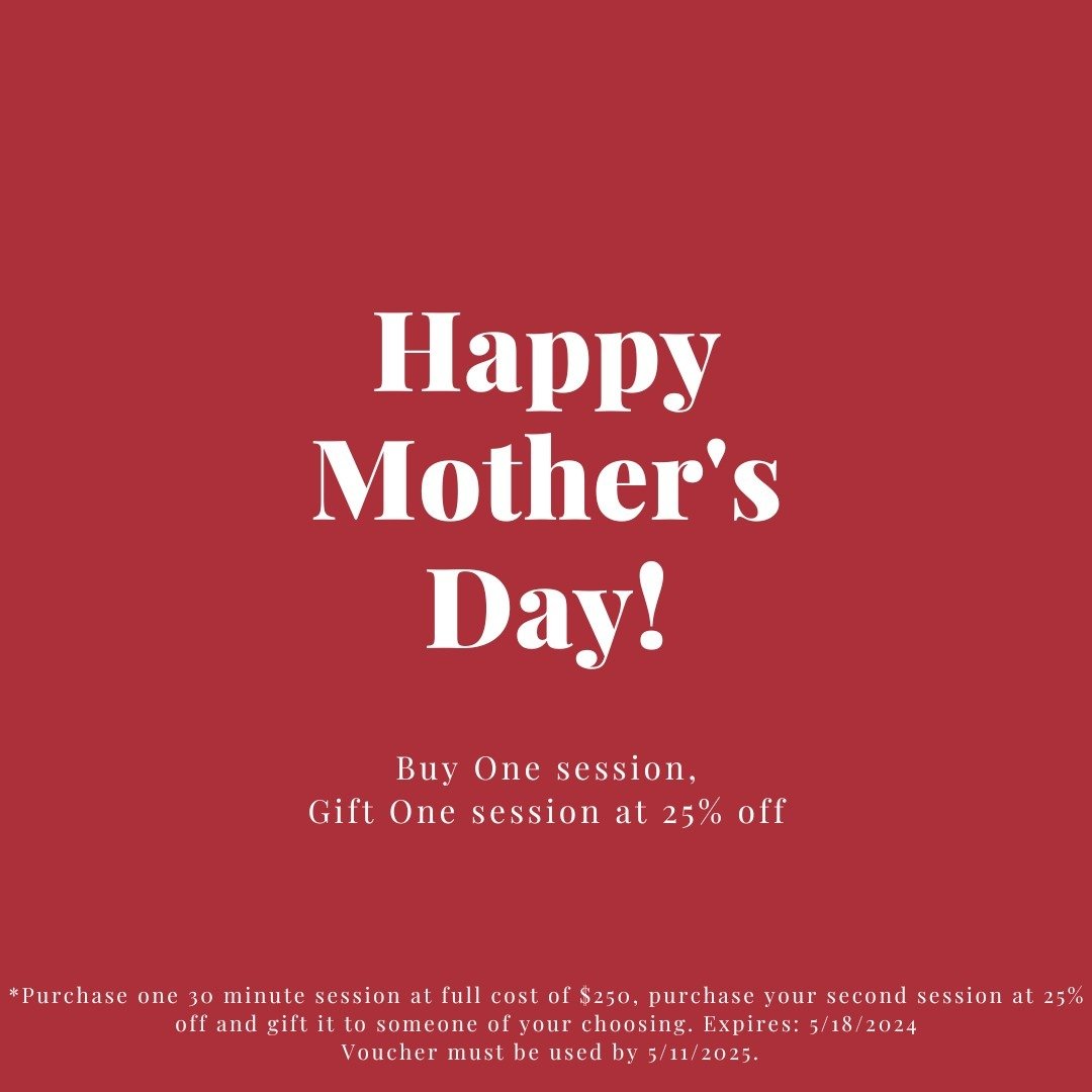 Celebrate Mother's Day with our special offer - buy one 30-minute session, get the second one for 25% off! That's $60 in savings! Each session includes 10 digital images, with printing available at an additional cost. Make your mom feel extra special