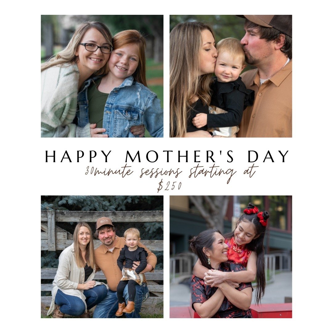 Mother's Day Weekend is Fastly approaching! 
Aspen Photography is offer 30-minute sessions starting at $250. You will receive 10 digital images. 
Book your session now! 
DM us to learn more