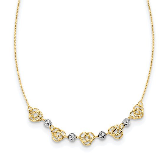 14K Two-Tone Gold Beads & Knots Necklace