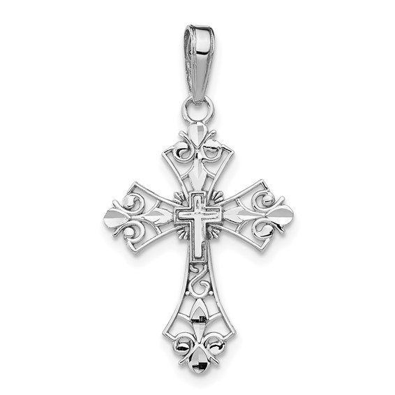 10K White Gold Cross Pendant