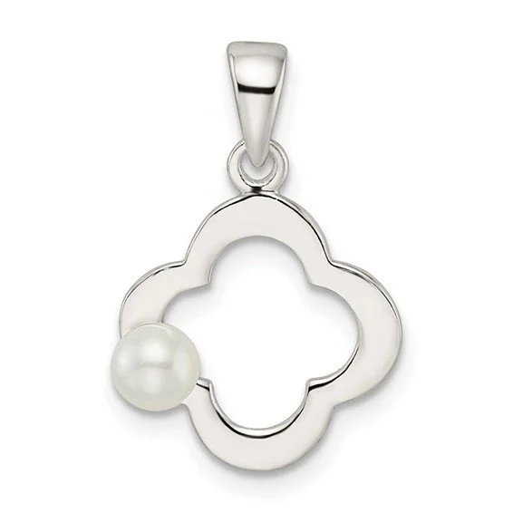 Sterling Silver Pearl Clover Pendant