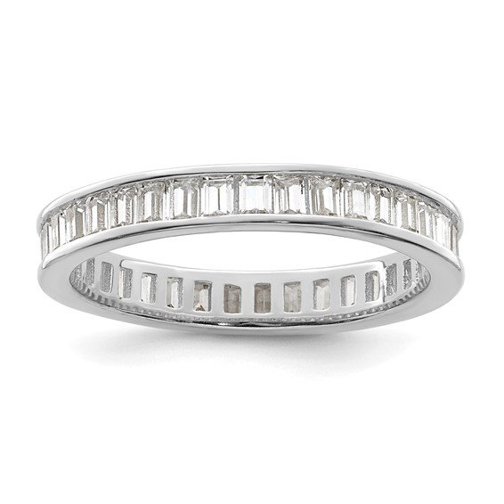 Sterling Silver Channel Set CZ Band