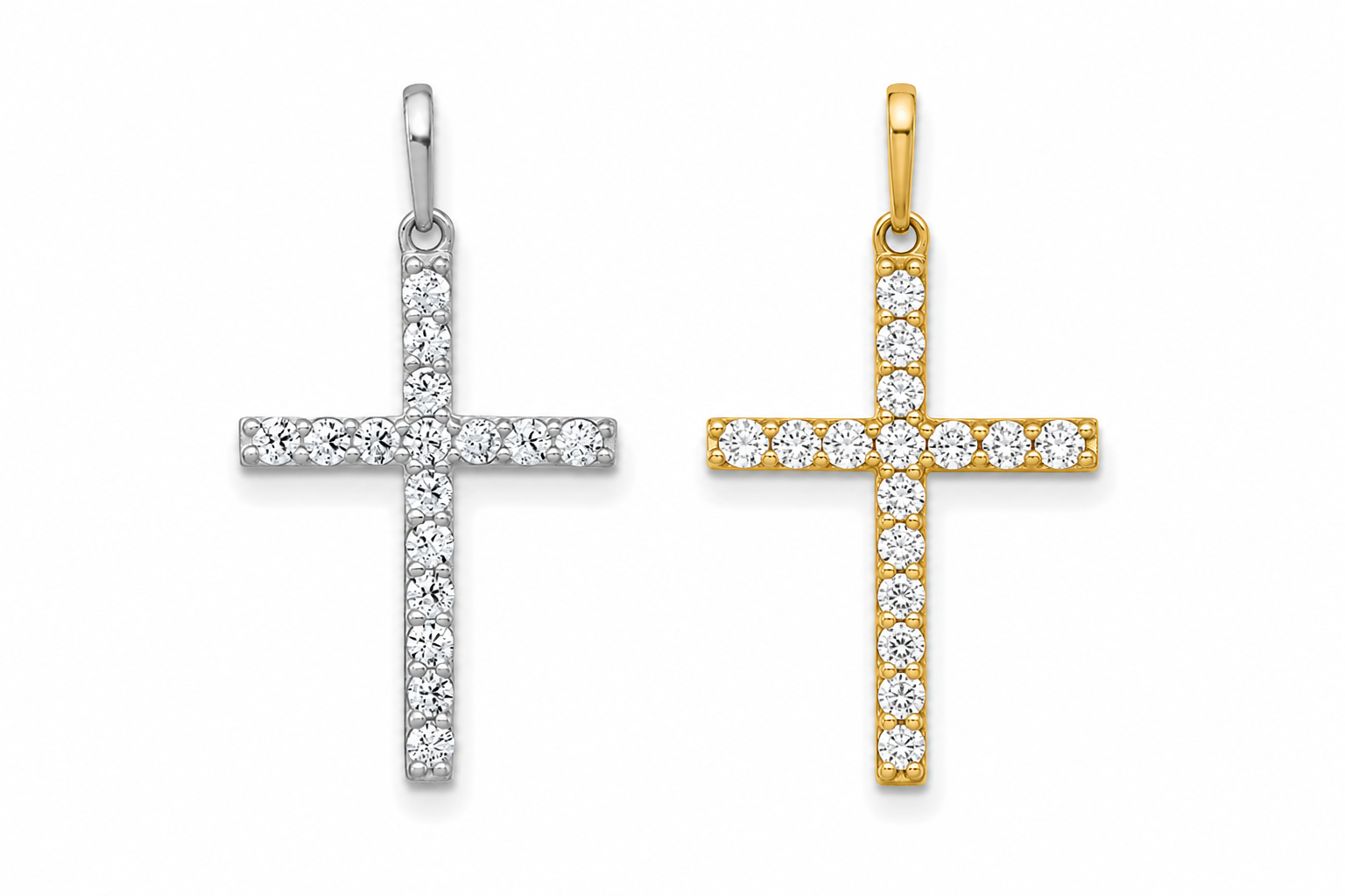 10K Yellow Gold/White Gold CZ Cross Pendant