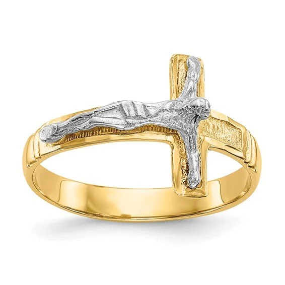10K/14K Two-Tone Gold Religious Cross Ring