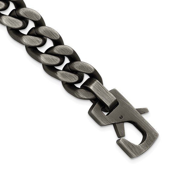 Chisel Stainless Steel Antiqued & Brushed 14mm Curb Link Bracelet