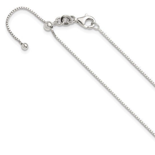 Sterling Silver Polished Adjustable Box Necklace