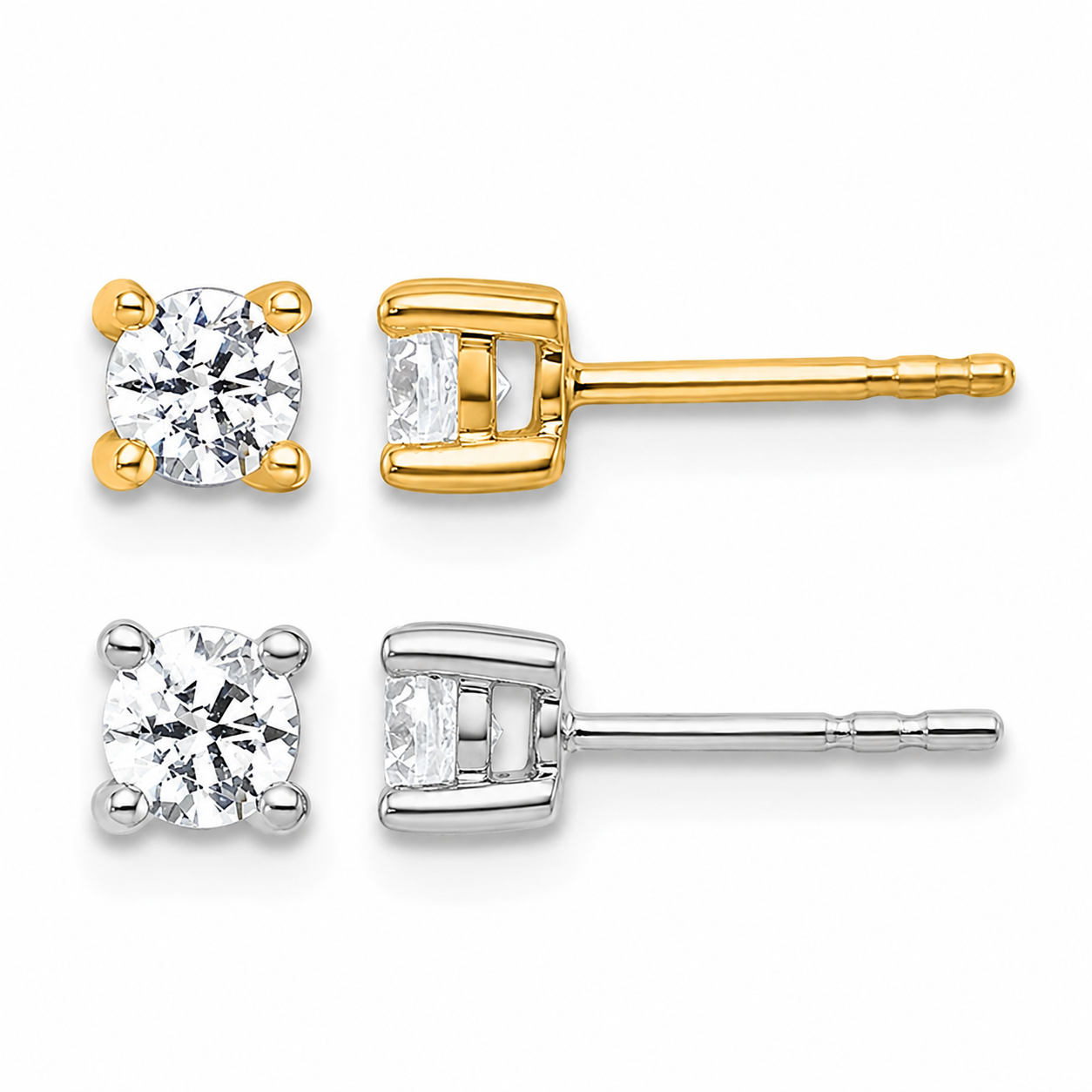Lab Grown Diamond Gold 4-Prong Solitaire Earrings