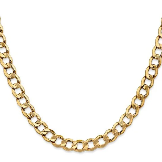 7mm Gold (10K) Semi-Solid Curb Link Chain
