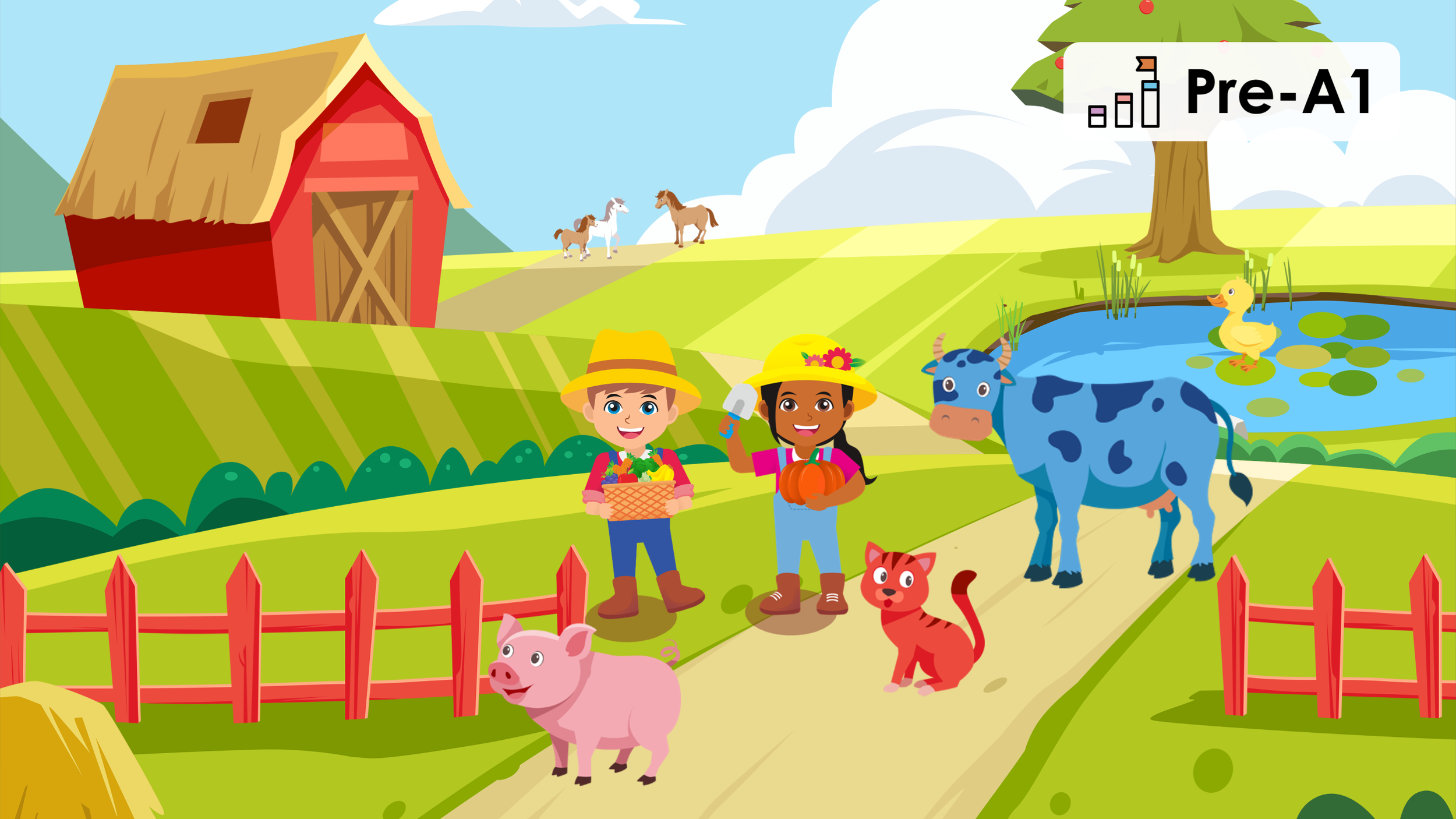 Lesson 1
Farm Animals
Animals
Farm
Hey,
For Lesson 1 of The Farm check out the following:
Pre-Class Video: https://view.genial.ly/634f1633f65bfb0018799cae
Pre-Reading: Page no (10) - (20)
Practice: