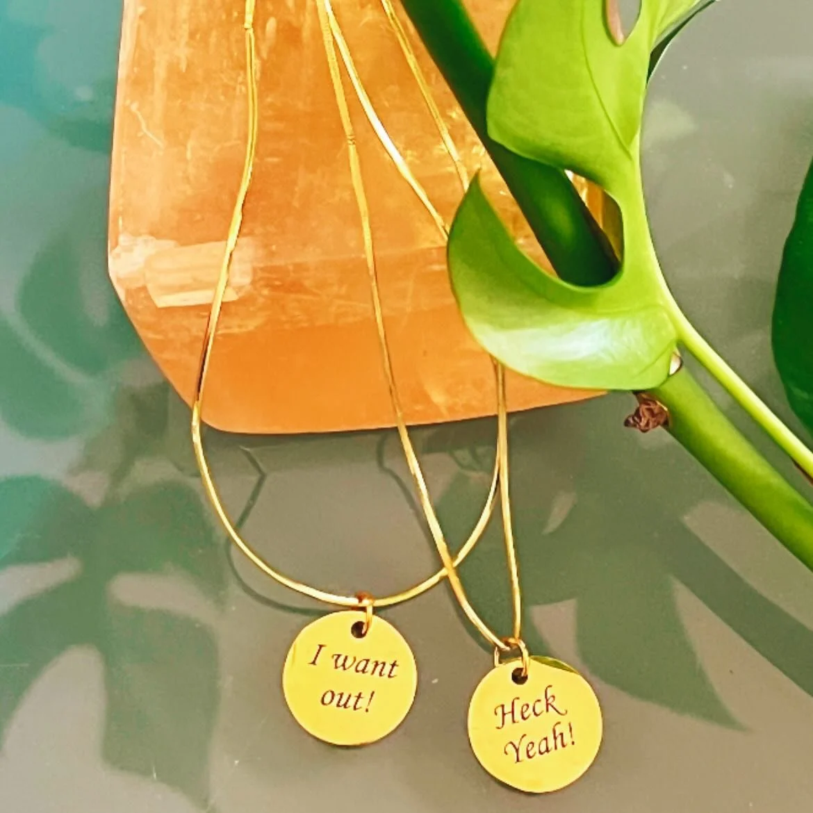 ✨ Weekend Things ✨

Necklaces I had custom engraved - one for my bff and the other for my mother jn law - as a just because / for fun gifts! 

Gold NASA sneakers I scored @savers_thrift 

A card pull &amp; it&rsquo;s description 

Mona on the stairs 