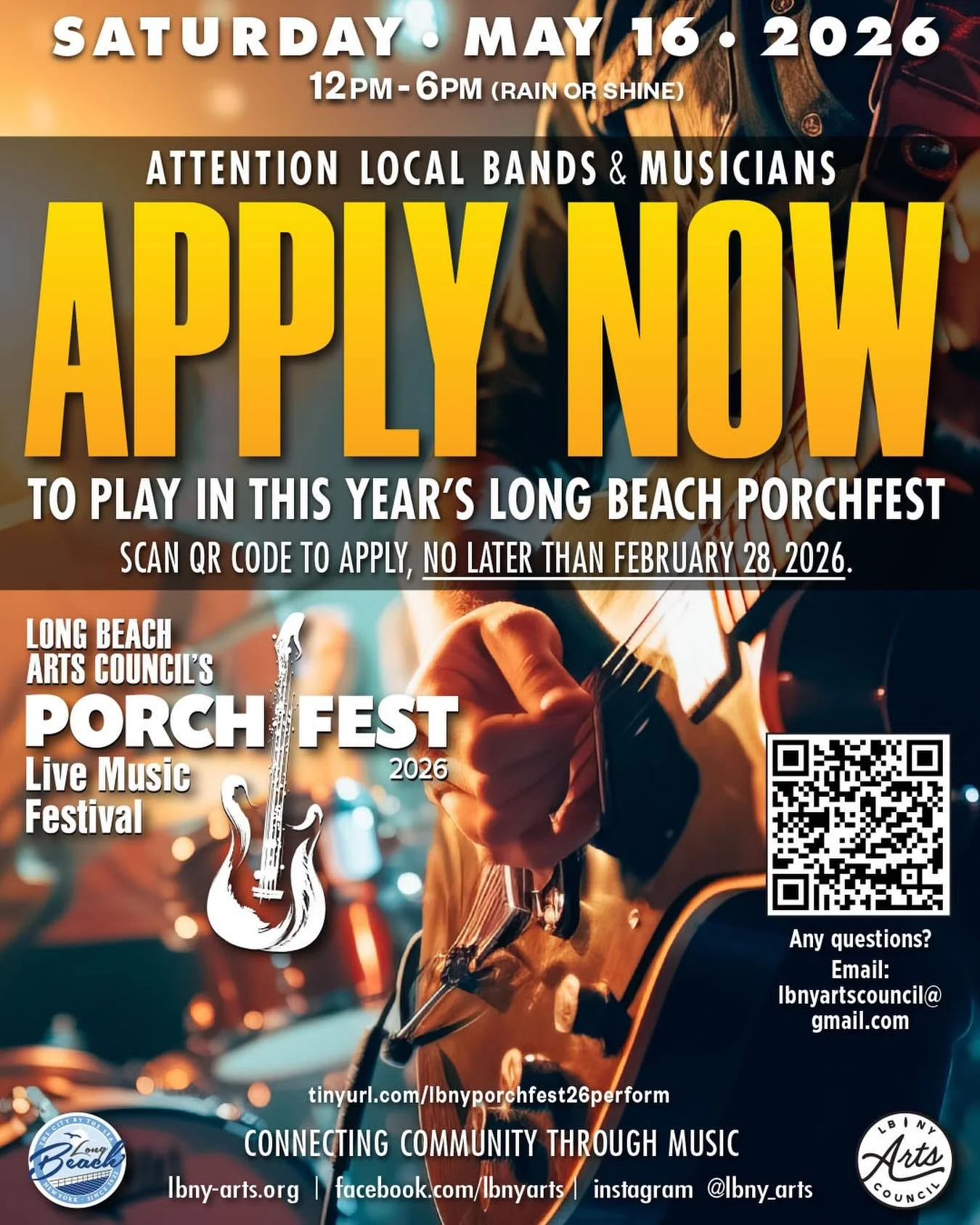 🚨🎶 **LAST CALL, PERFORMERS!** 🎤🎸

The clock is ticking! ⏰ The performer application for **LBNY&rsquo;s 4th Annual PorchFest** is about to close, and this is your final chance to be part of the magic 🏡✨

Musicians, bands, spoken word artists, dan