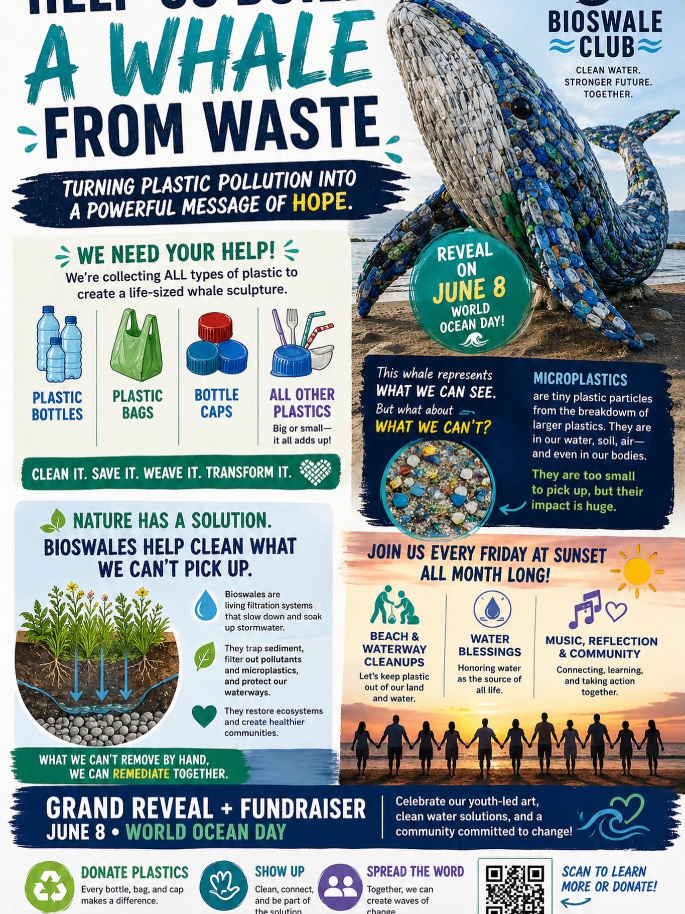 🐋 HELP US BUILD A WHALE FROM WASTE 🐋
With @susancruzin and the @bioswale club Turning plastic pollution into a powerful message of HOPE 💙

Long Beach, this is YOUR moment to be part of something BIG.
We&rsquo;re collecting plastic of all kinds to 