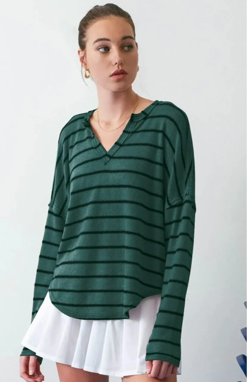 Annie Striped Drop Neck Sweater (2 Colors) — FIVE Sisters & Co
