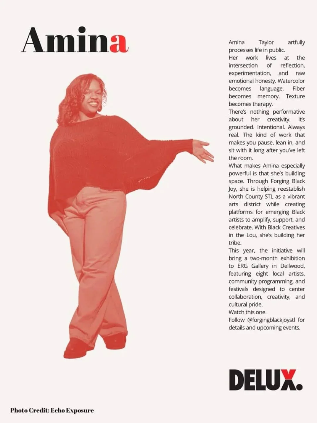 Truly an honor to be a part of this group and to be featured in @deluxmagazine !

Thank you so much to @yoroofficial for letting me be a part of @blackcreativesinthelou (and for the sweater and earrings)

Thank you so much to @leneia for the intervie