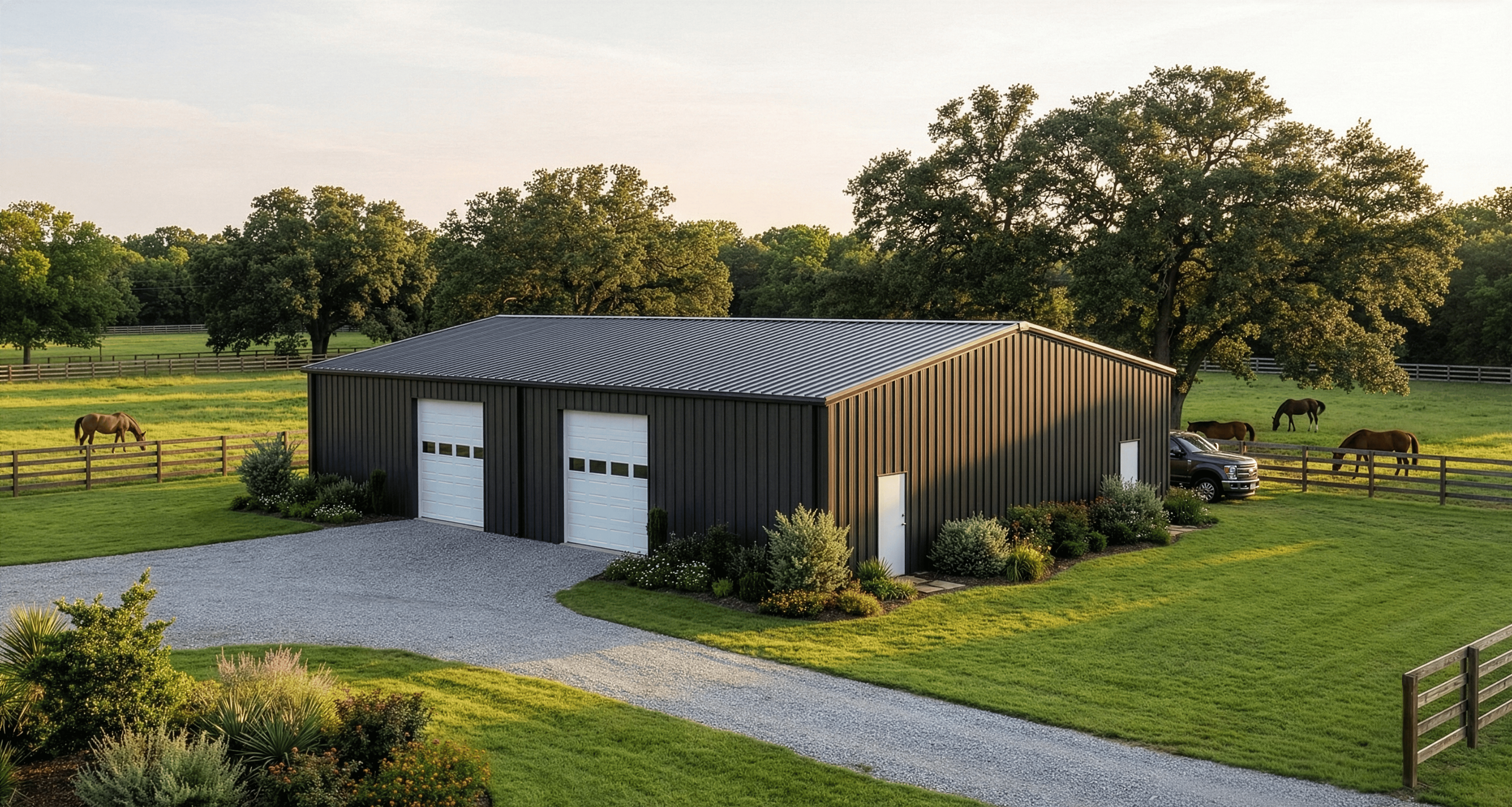 A construction vehicle grading a dirt surface under a cloudy sky with trees in the background.