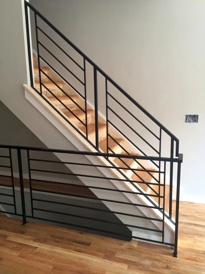 #13 Rectangle tubing handrail & posts with flat bar paneling