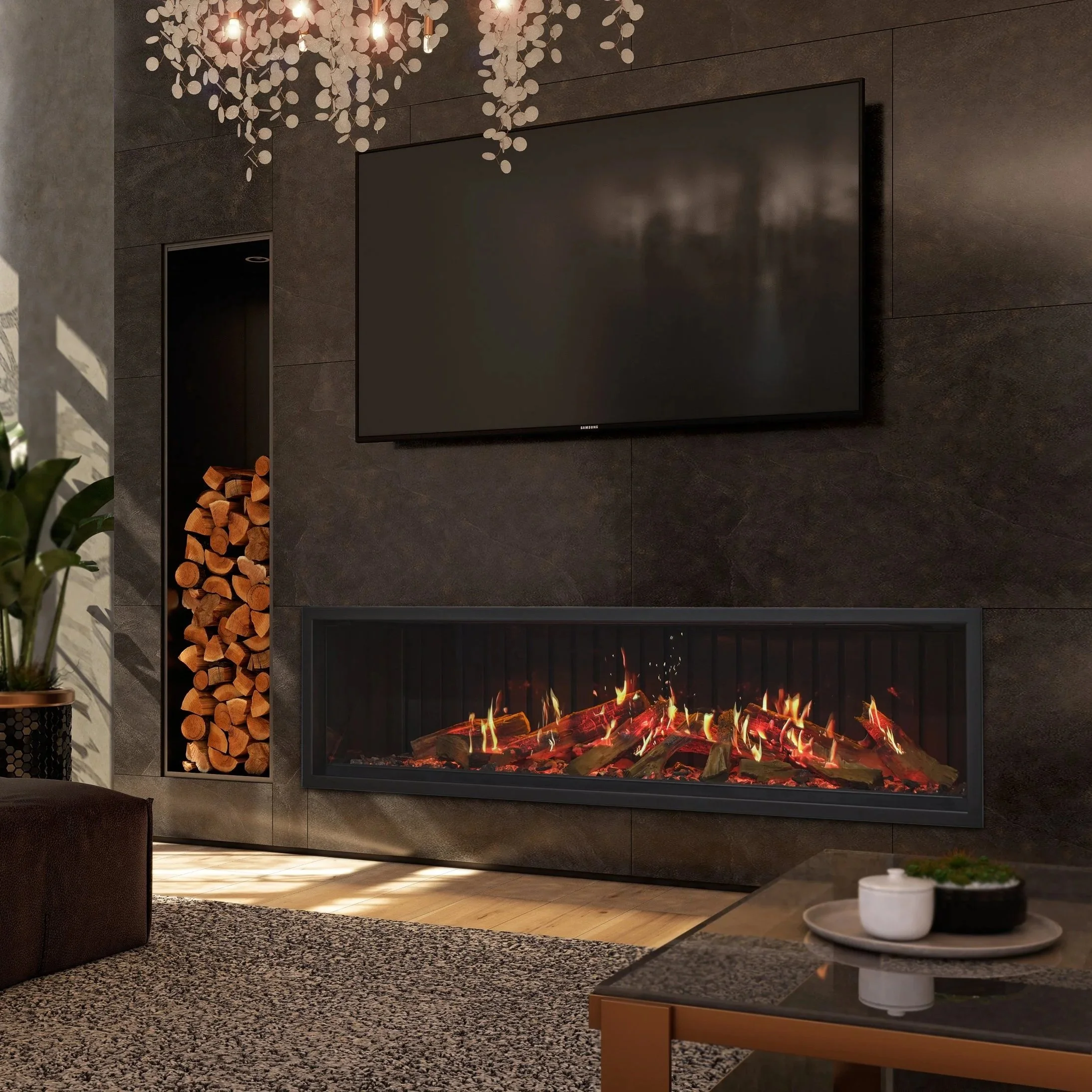 Kozy Heat Osseo X64 Holographic LCD Linear Electric Fireplace