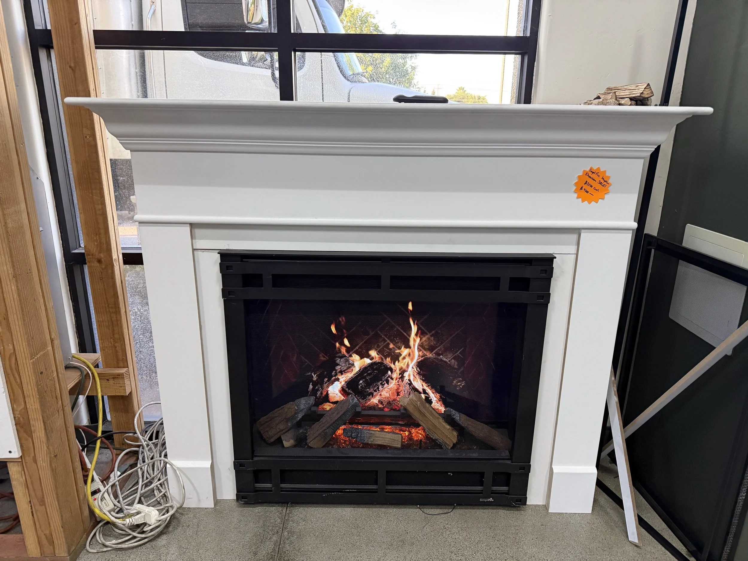 SimpliFire Inception 36" LCD Video Fireplace w/ Mantel $3500 cash or $4000 credit. Retail $6847 as is +tax, shipping, & installation