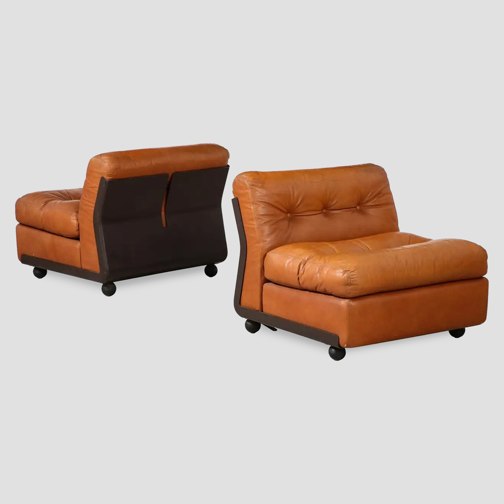 Pair of 'Amanta' Leather Lounge Chairs by Mario Bellini for B&B