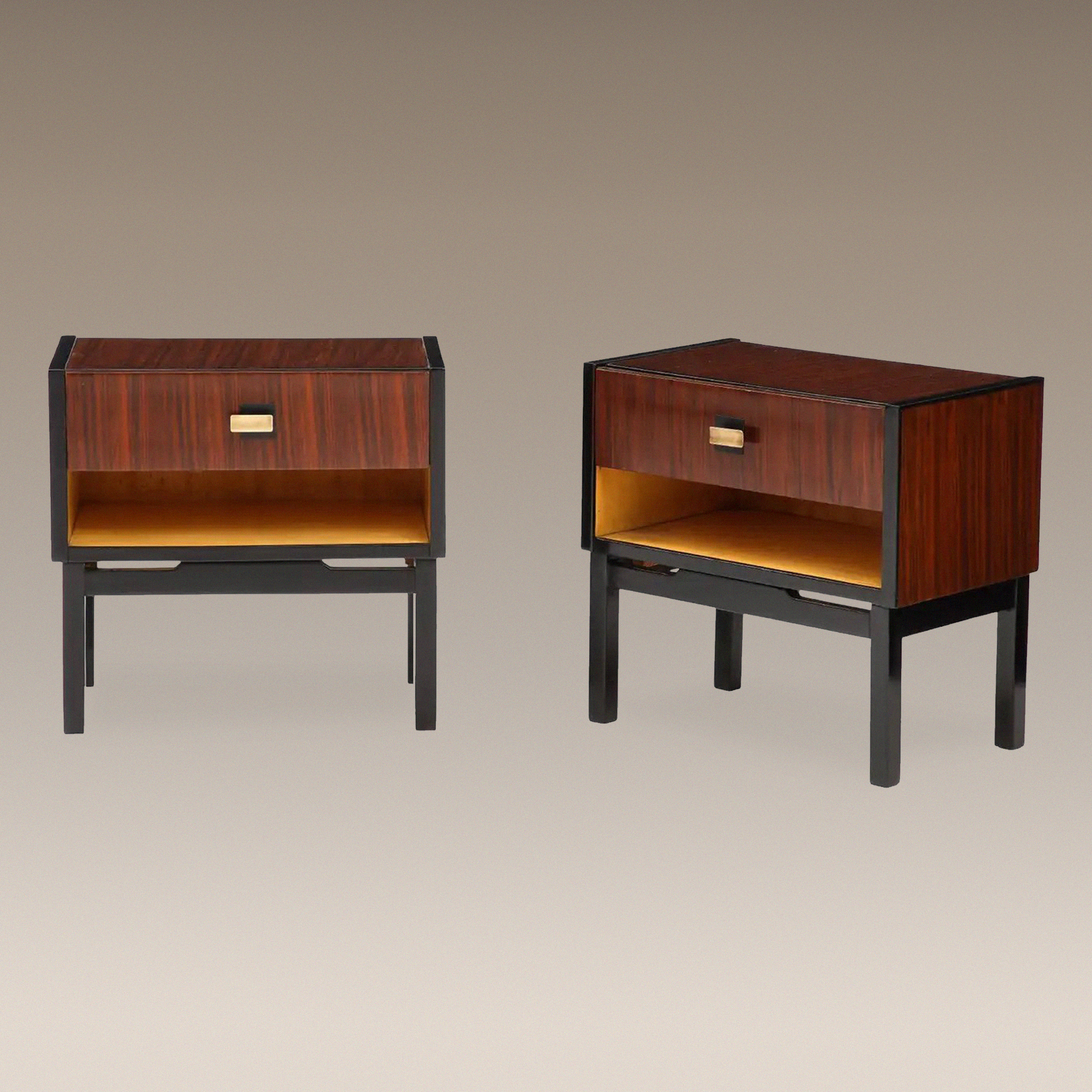 Pair of Italian Macassar Ebony Bedside Cabinets, Italy, circa 1960