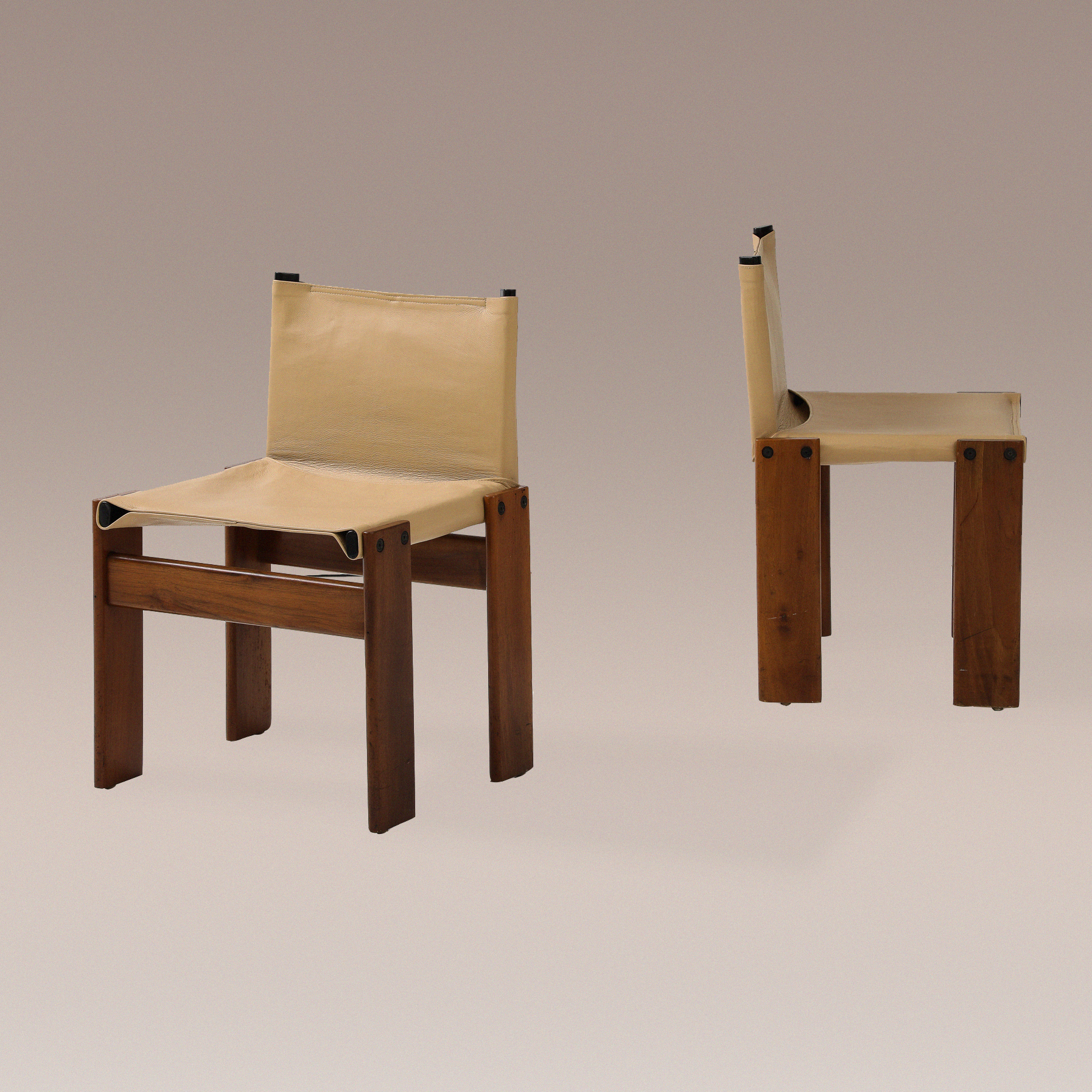 Afra and Tobia Scarpa Pair of 'Monk' Chairs for Molteni, Italy, circa 1974