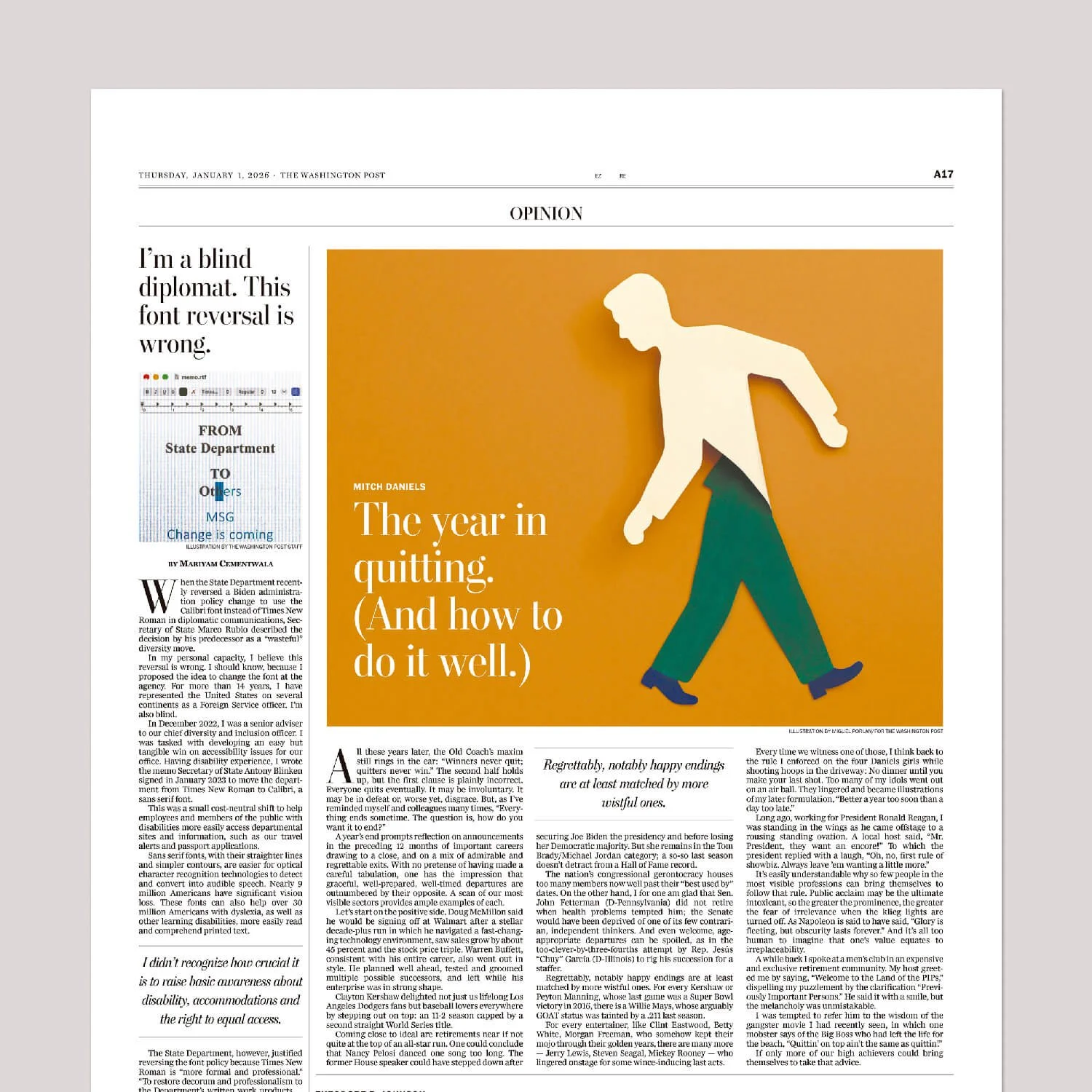 Miguel Porlan for The Washington Post.
All these years later, the Old Coach’s maxim still rings in the ear: “Winners never quit; quitters never win.” The second half holds up, but the first clause is plainly incorrect. Everyone quits eventually. It m