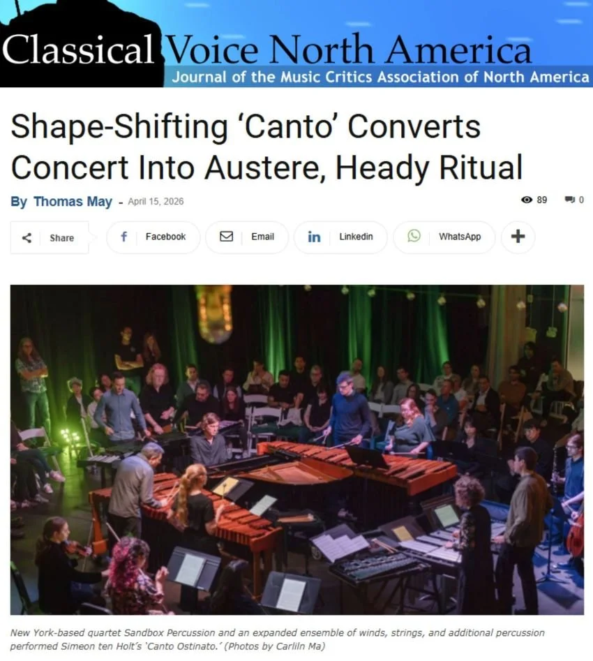 Sandbox Percussion Brings "Canto Ostinato" to Emerald City Music