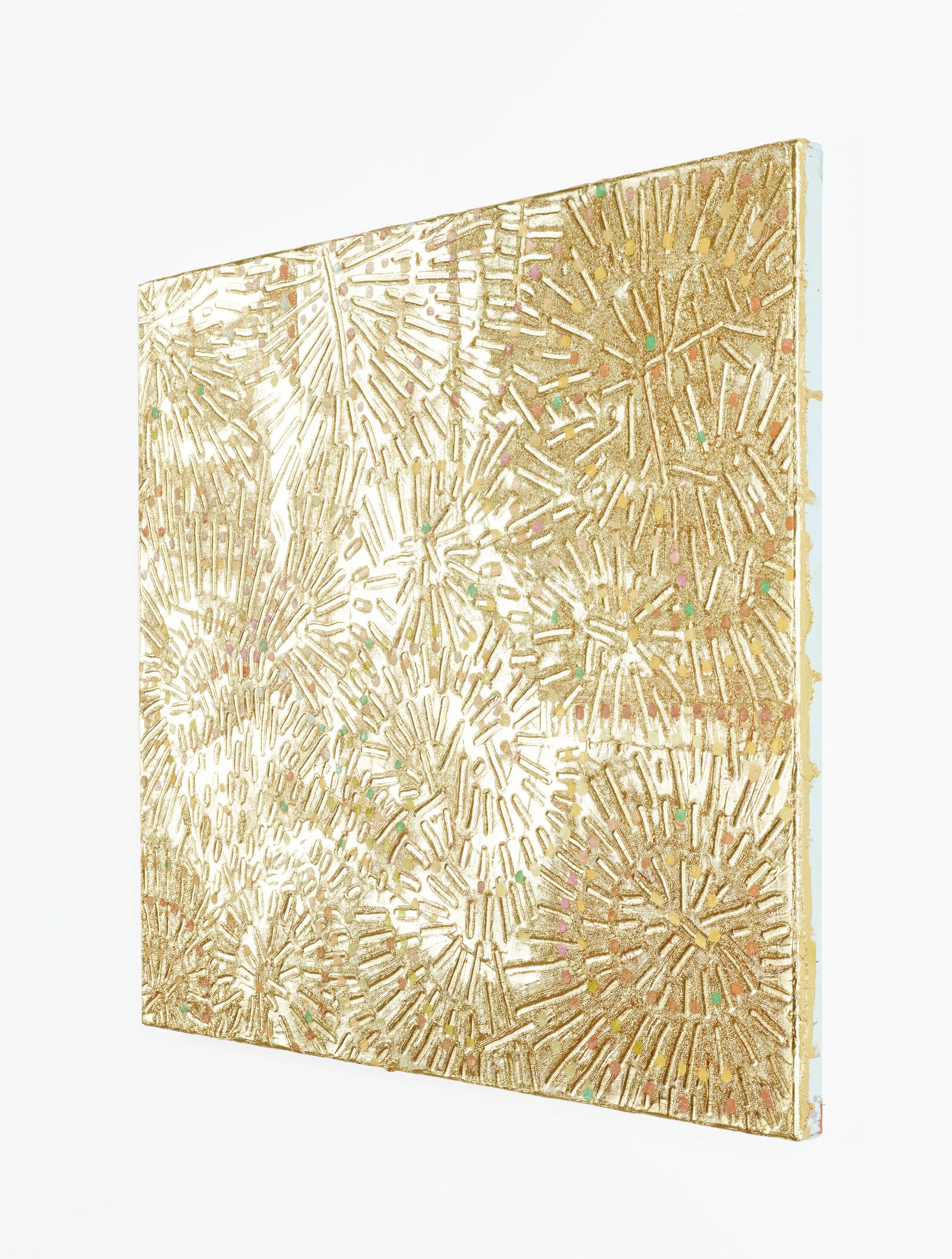 Terracotta in The Sun, 2026, gold on oil on canvas, 70 x 80 cm