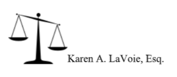 Image of a balanced scales icon with the text 'Karen A. LaVoie, Esq.'